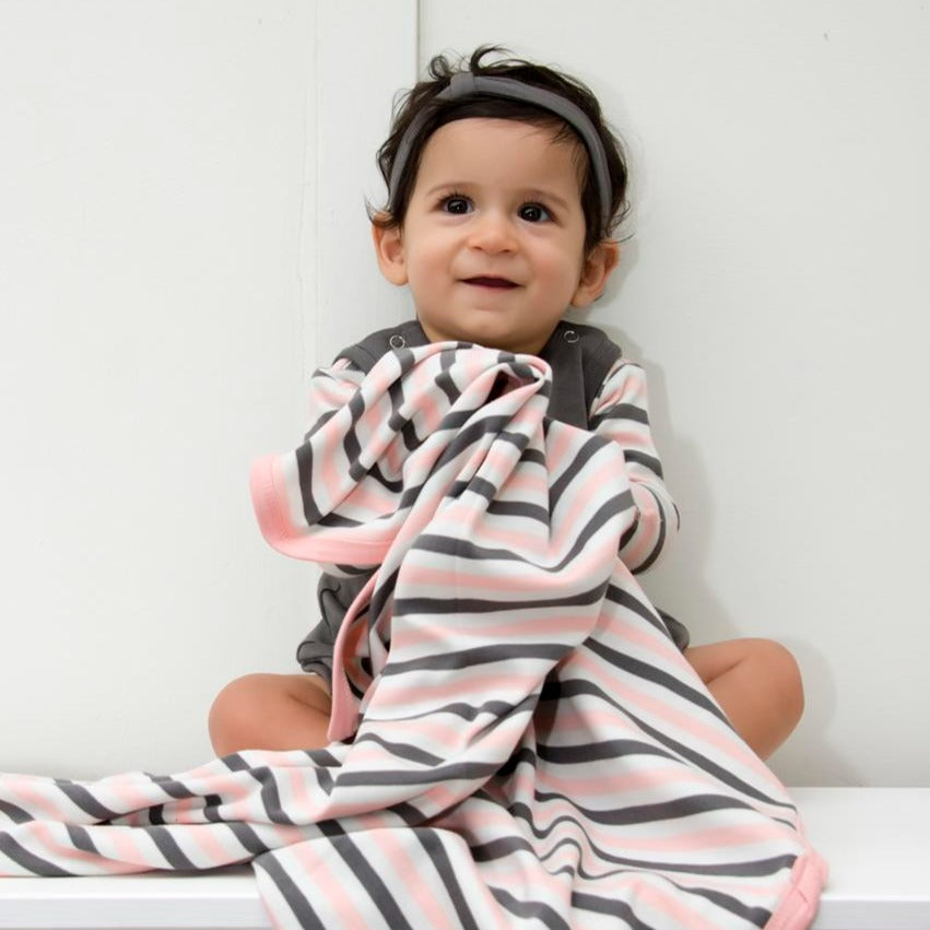Coral Stripe - Organic Blanket