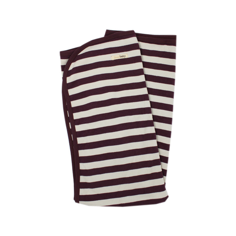 Eggplant/Stone Stripe - Organic Blanket