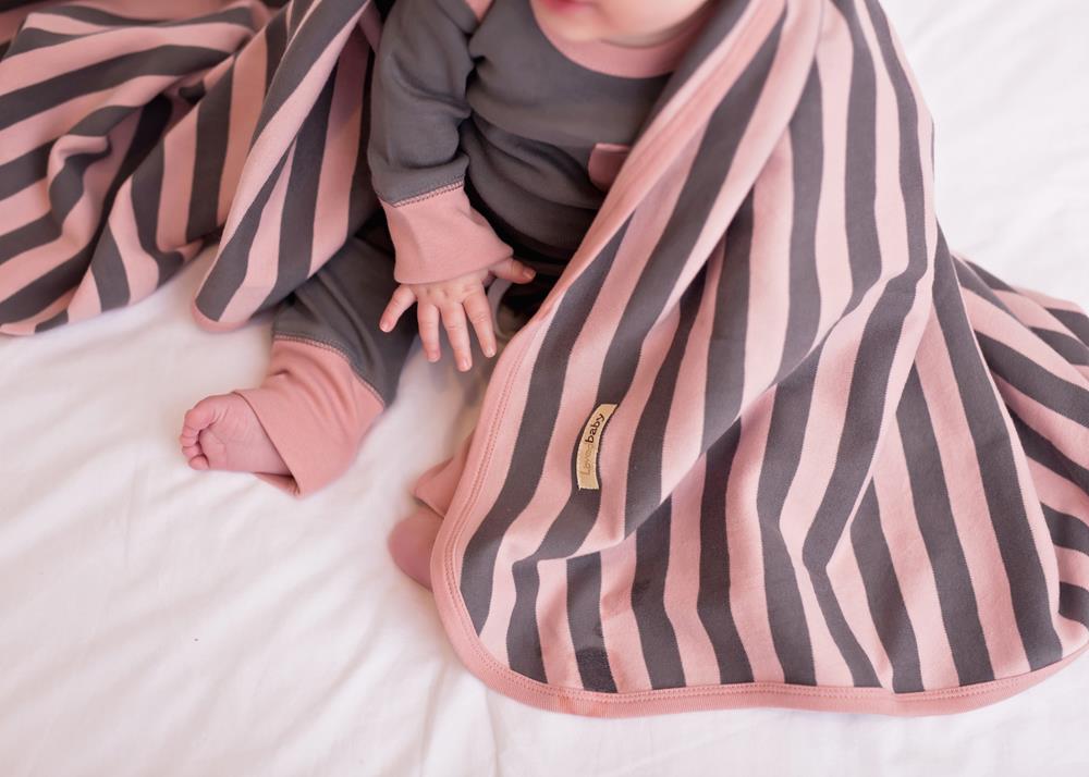 Mauve/Gray Stripe - Organic Blanket