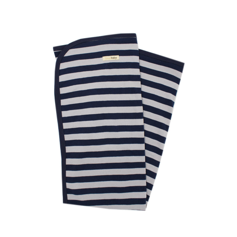 Navy/Light Gray Stripe - Organic Blanket