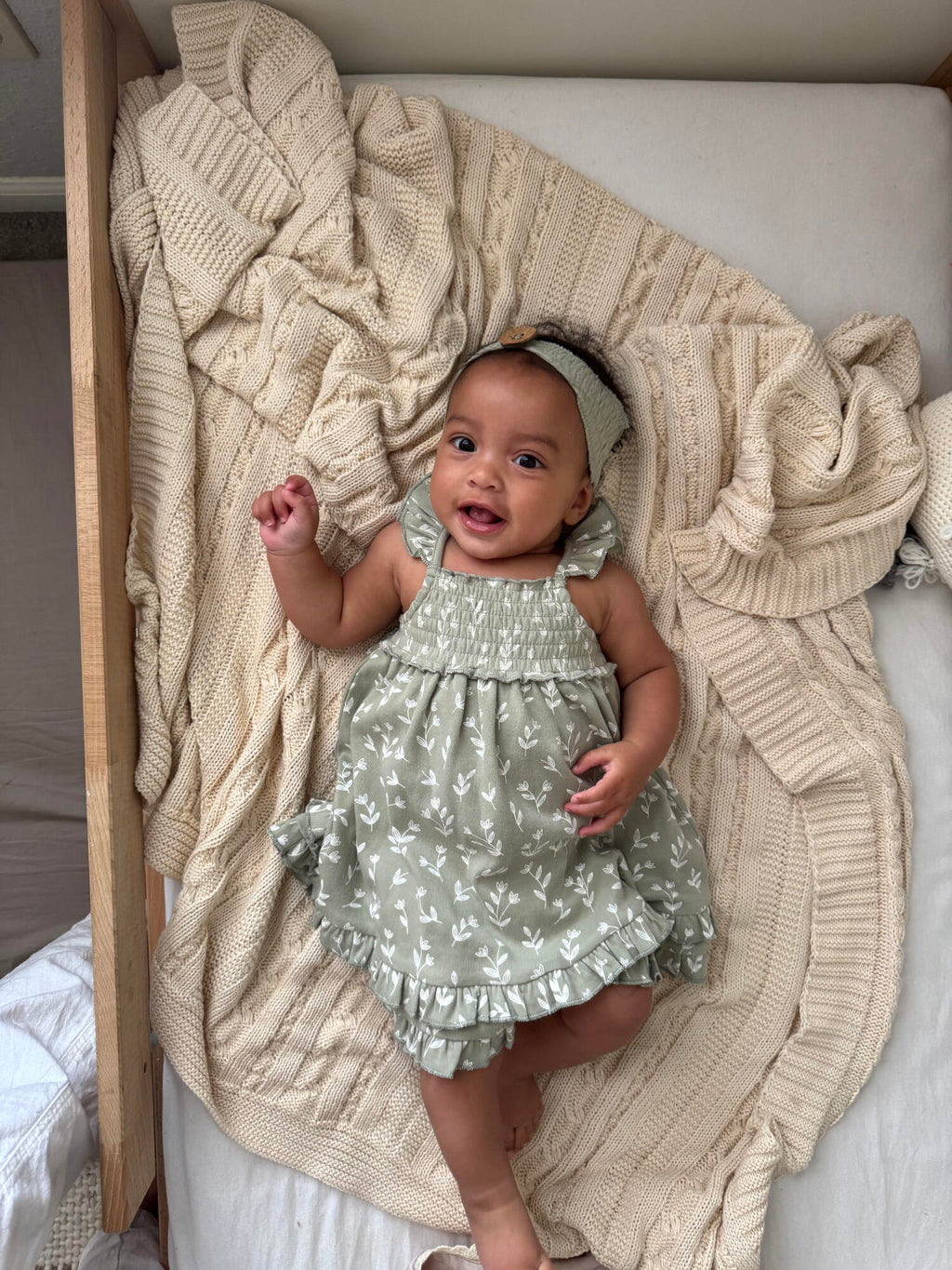 Seafoam Bloom - Kids' Organic Smocked Summer Dress