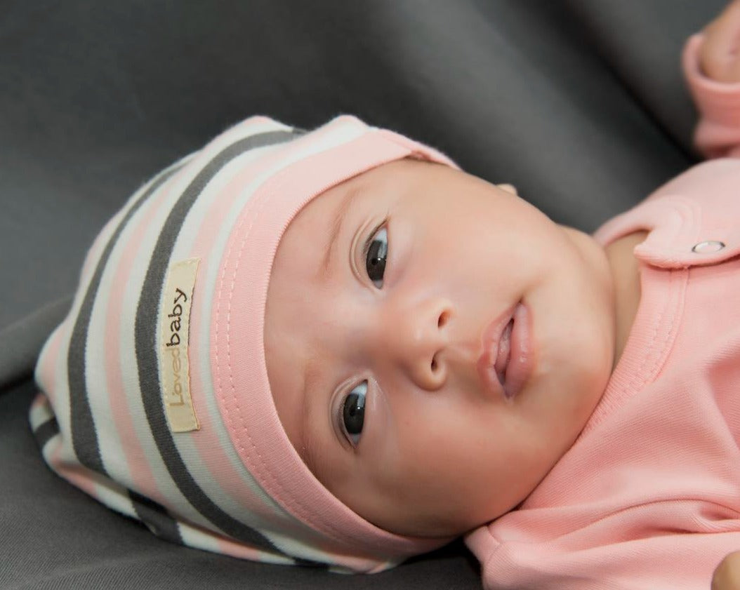 Coral Stripe - Organic Cute Cap