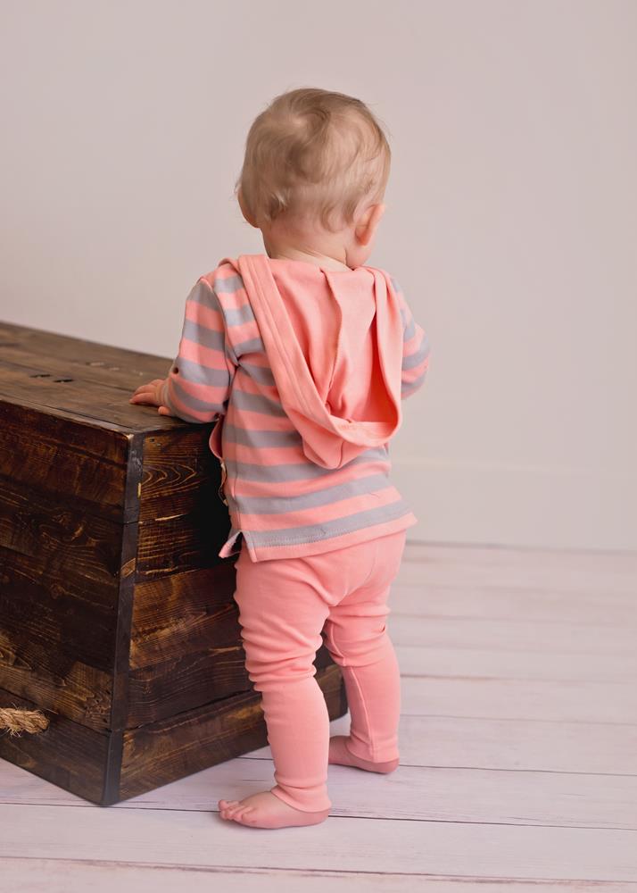 Coral/Light Gray Stripe