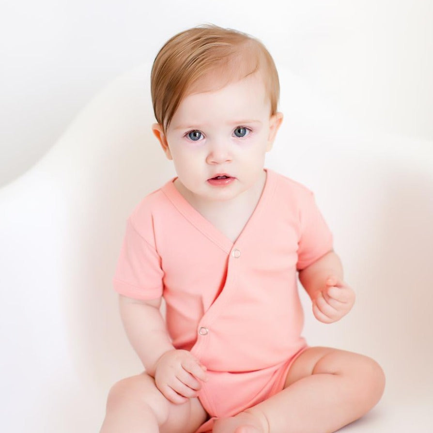 Coral - Organic Short-Sleeve Kimono Bodysuit