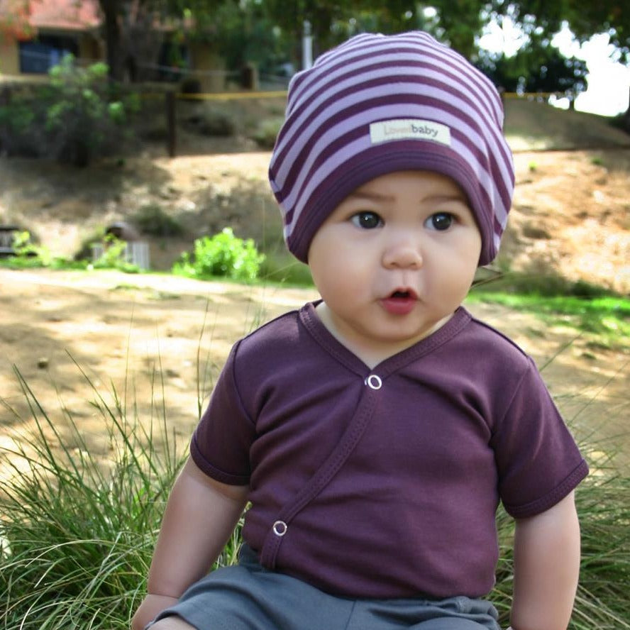 Eggplant - Organic Short-Sleeve Kimono Bodysuit