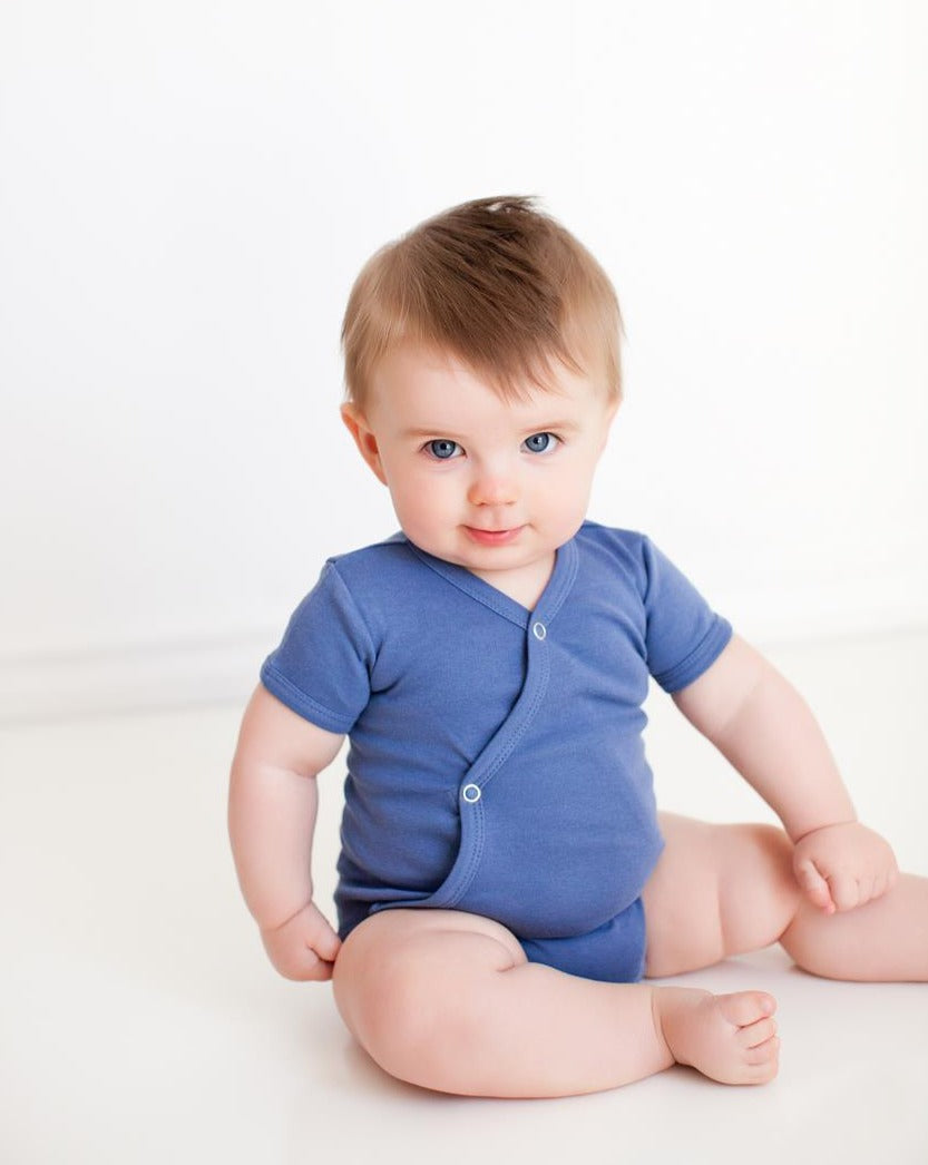 Slate - Organic Short-Sleeve Kimono Bodysuit