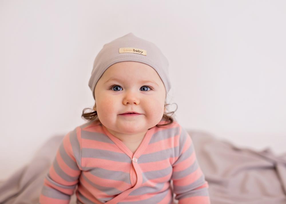 Coral/Light Gray Stripe - Organic Kimono Bodysuit