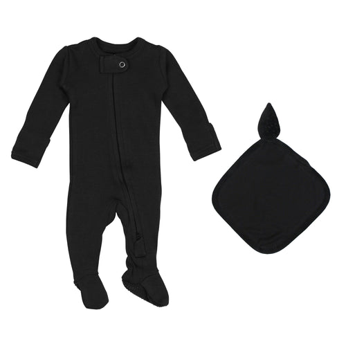 Black - Footie & Lovey Set