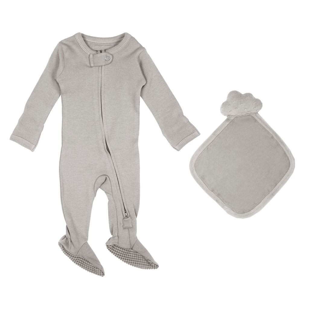 Light Gray - Footie & Lovey Set