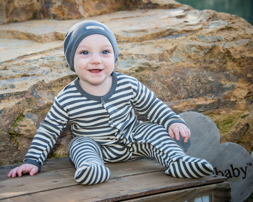 Gray/Beige - Organic Snap Footie