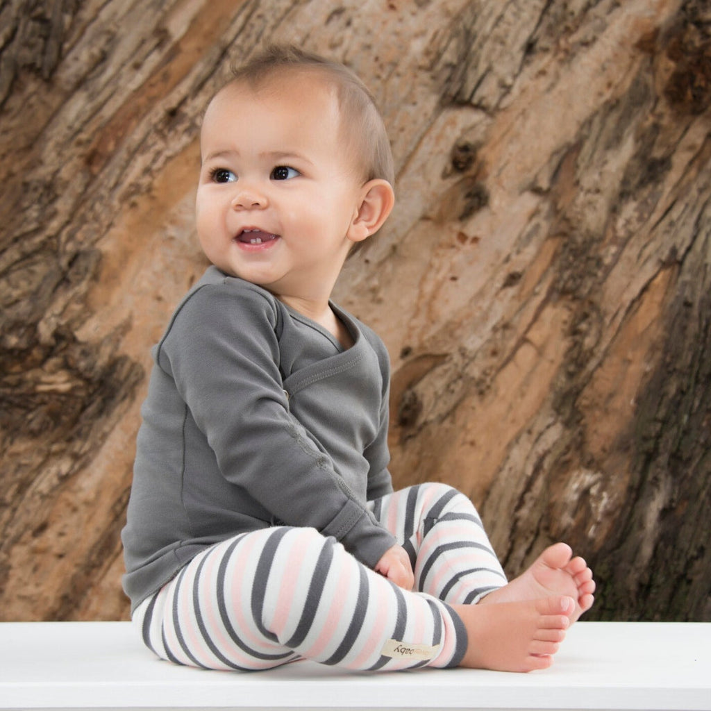 Coral Stripe - Organic Leggings