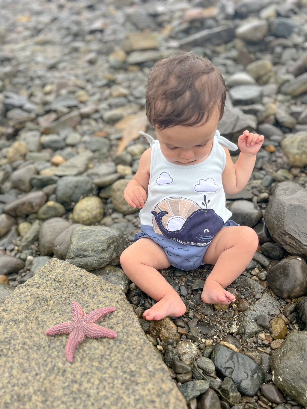 Whale - Organic Appliqué Bodysuit in Whale
