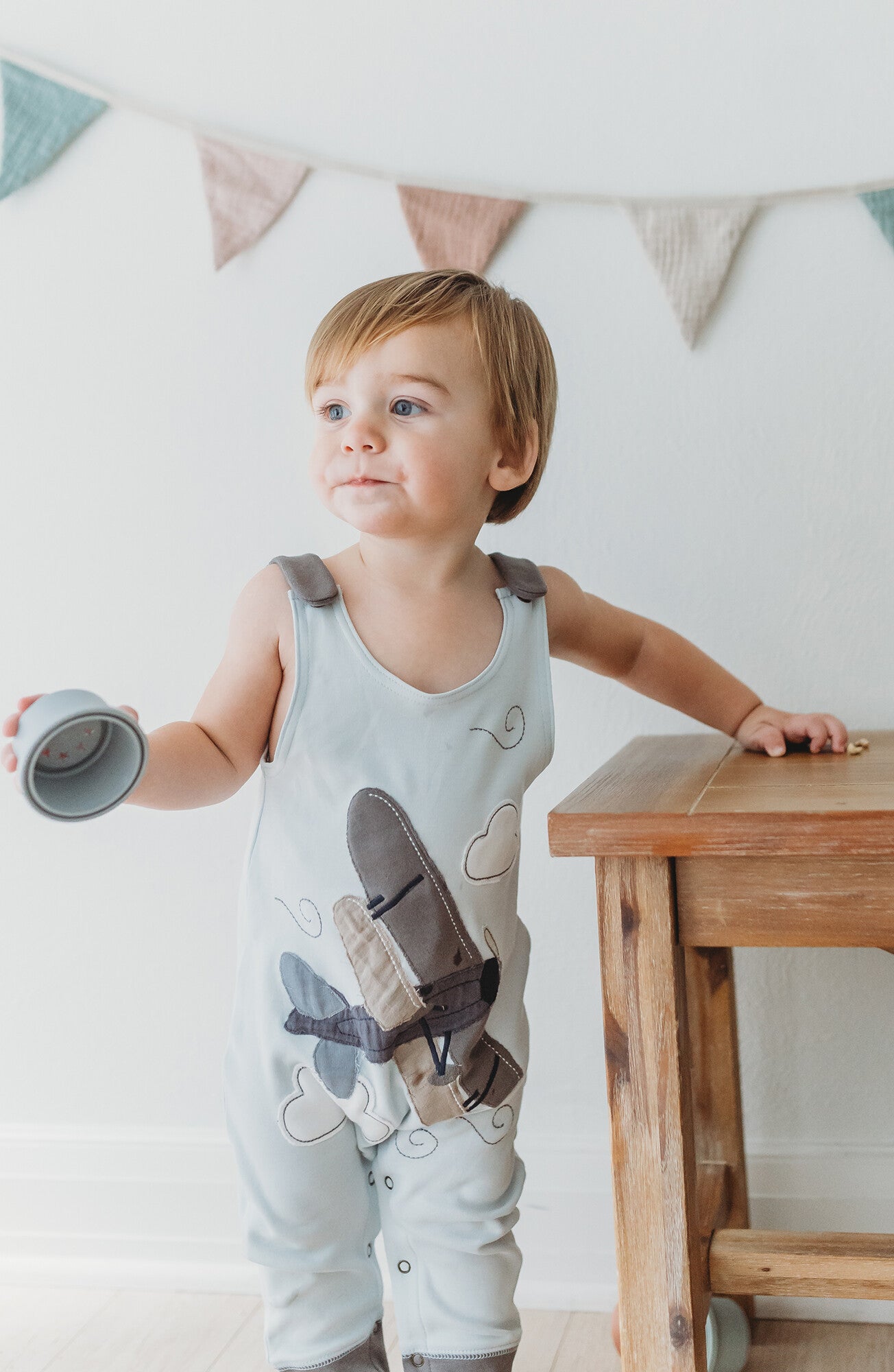 Airplane - Organic Applique Harem Romper