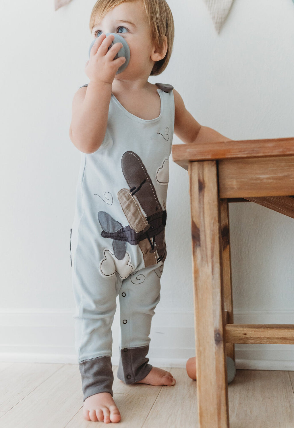 Airplane - Organic Applique Harem Romper