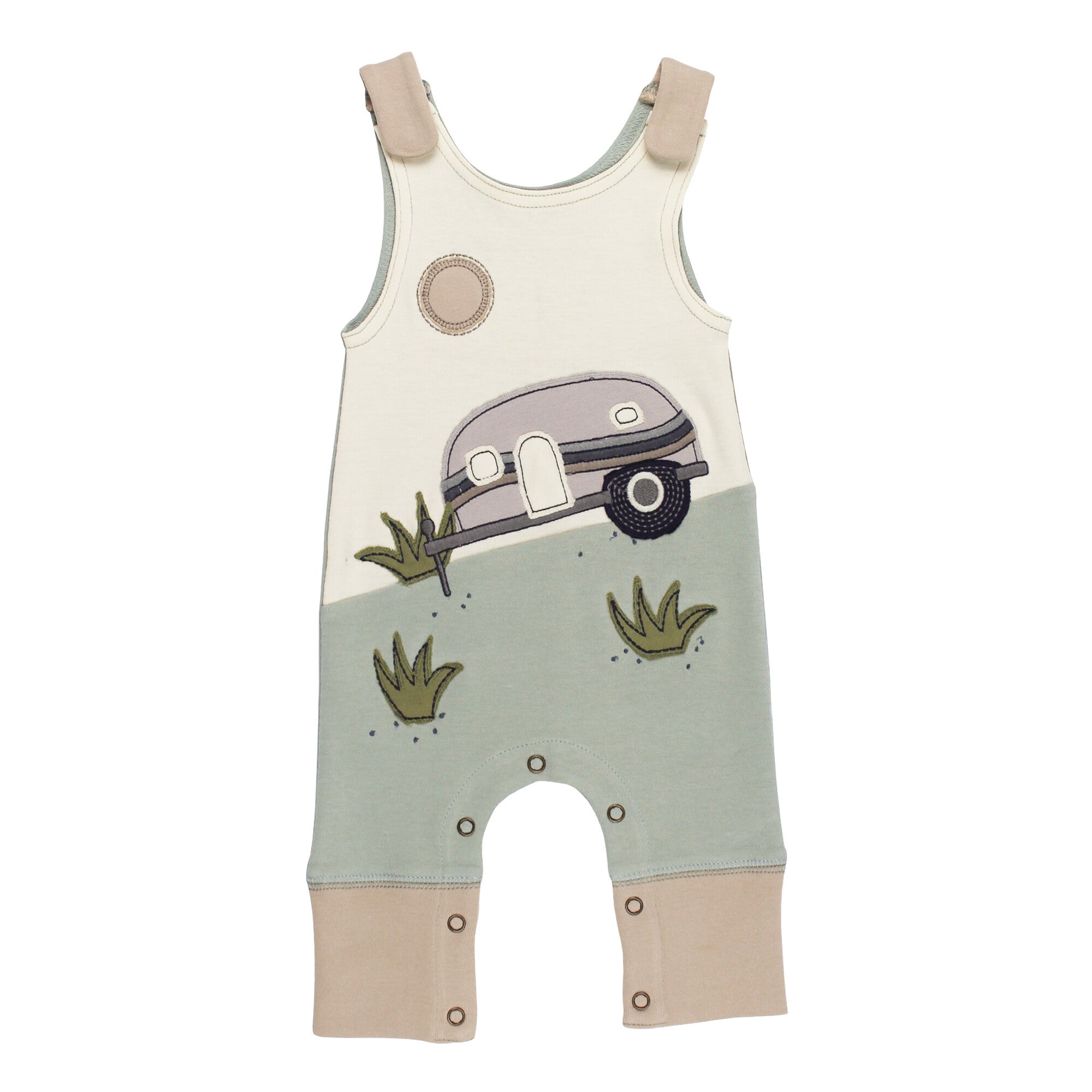 Little Camper - Organic Applique Harem Romper
