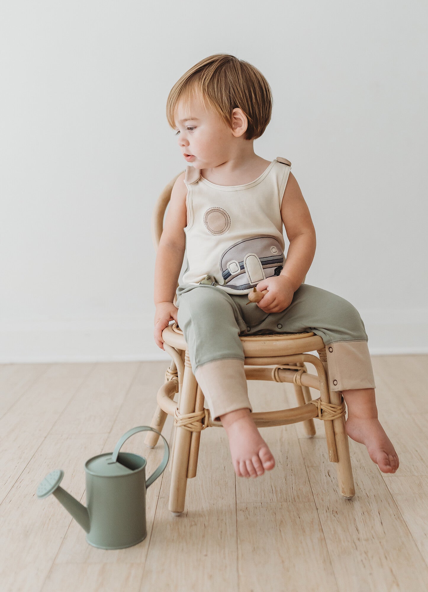 Little Camper - Organic Applique Harem Romper