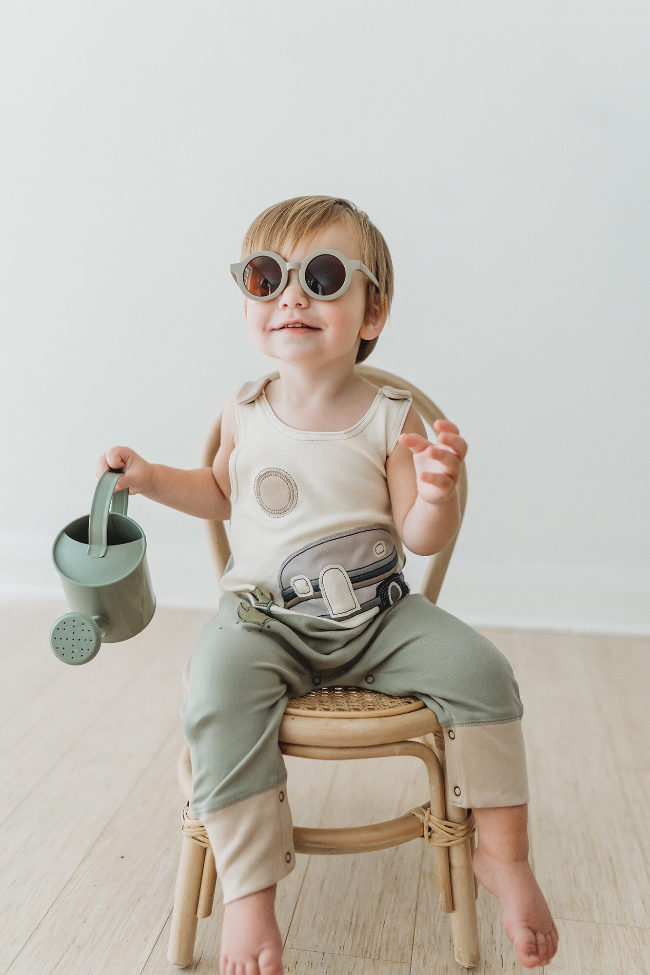 Little Camper - Organic Applique Harem Romper