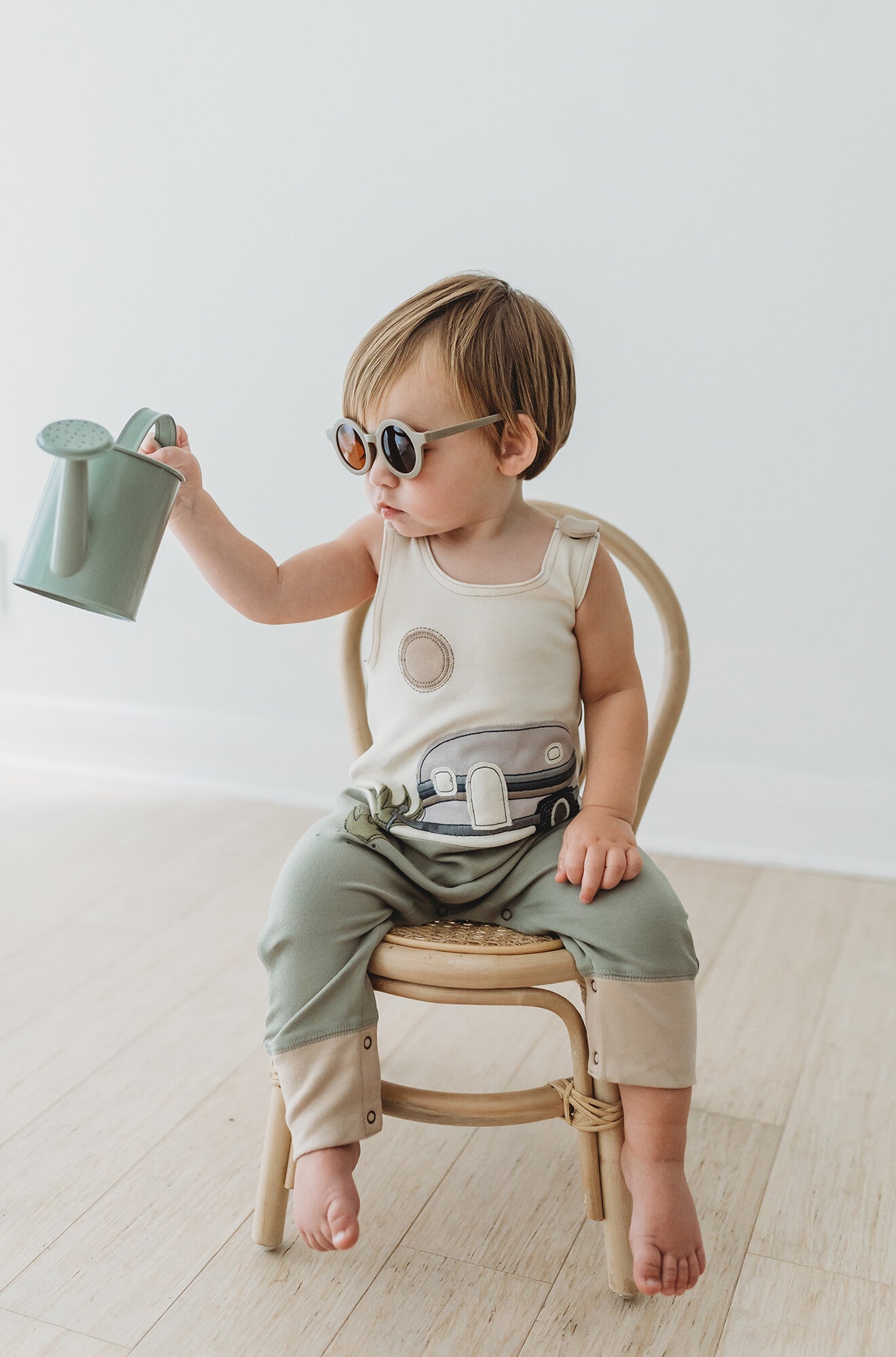 Little Camper - Organic Applique Harem Romper