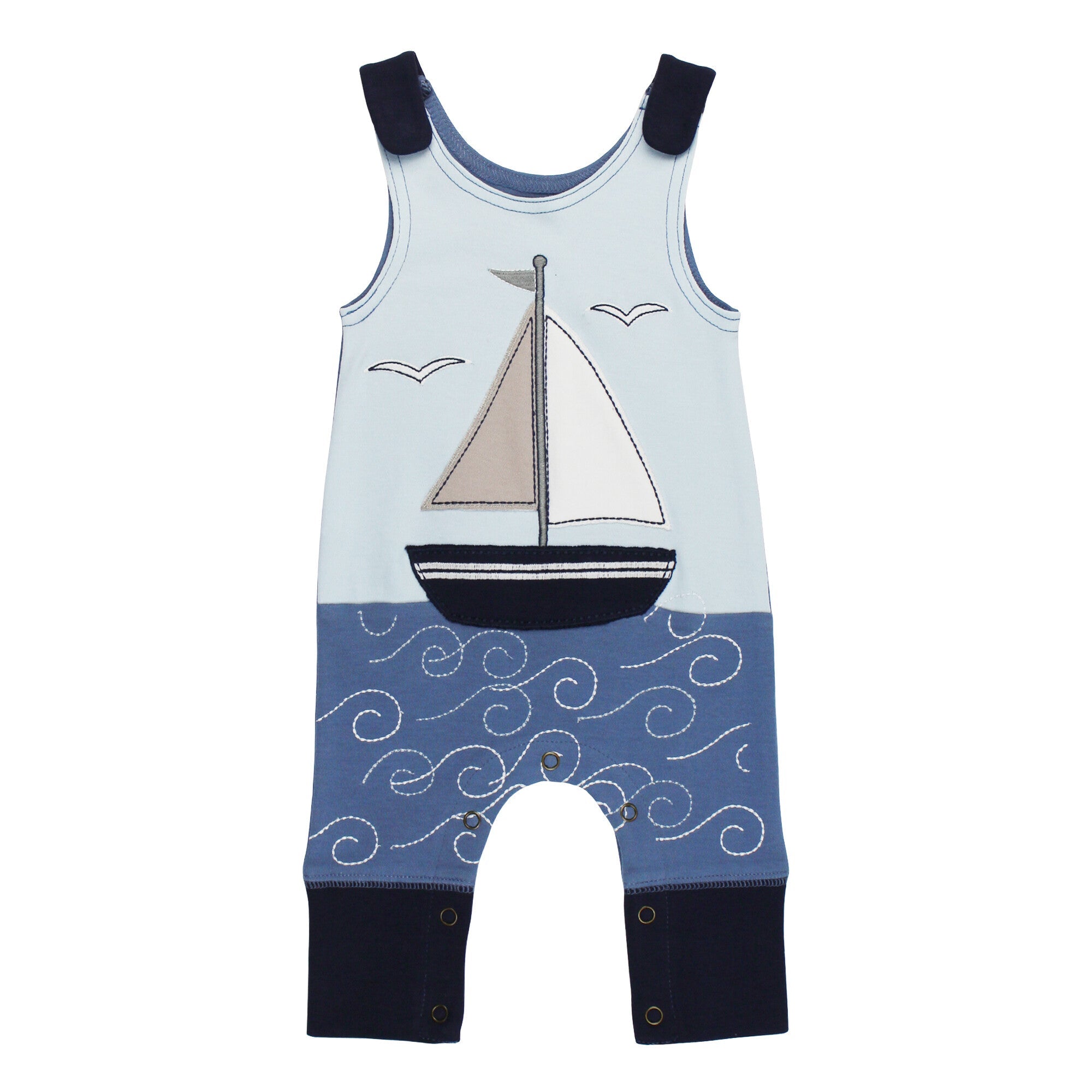 Sailboat - Organic Applique Harem Romper