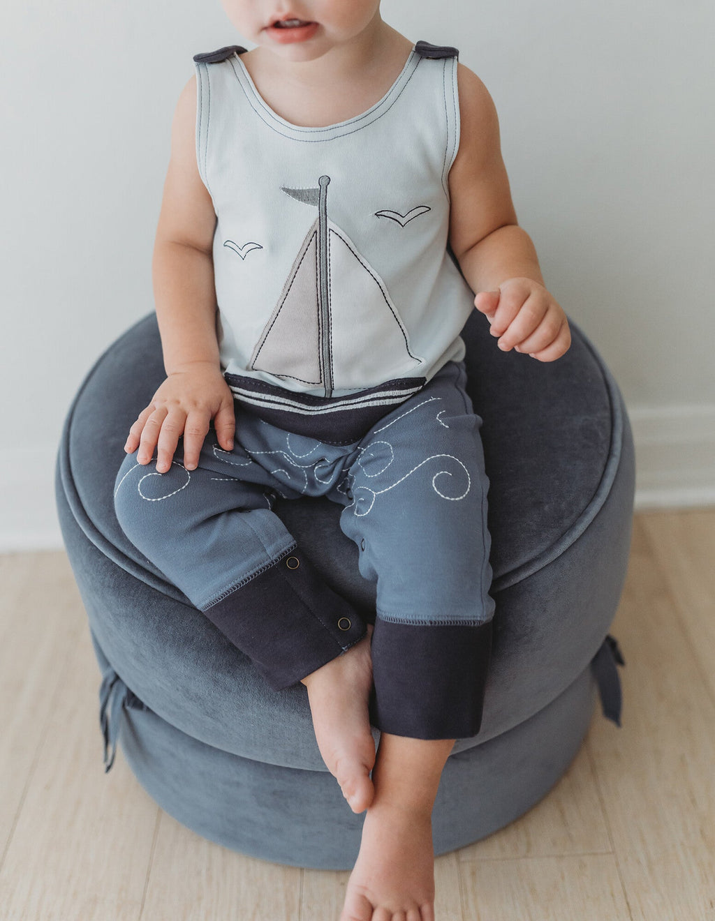 Sailboat - Organic Applique Harem Romper