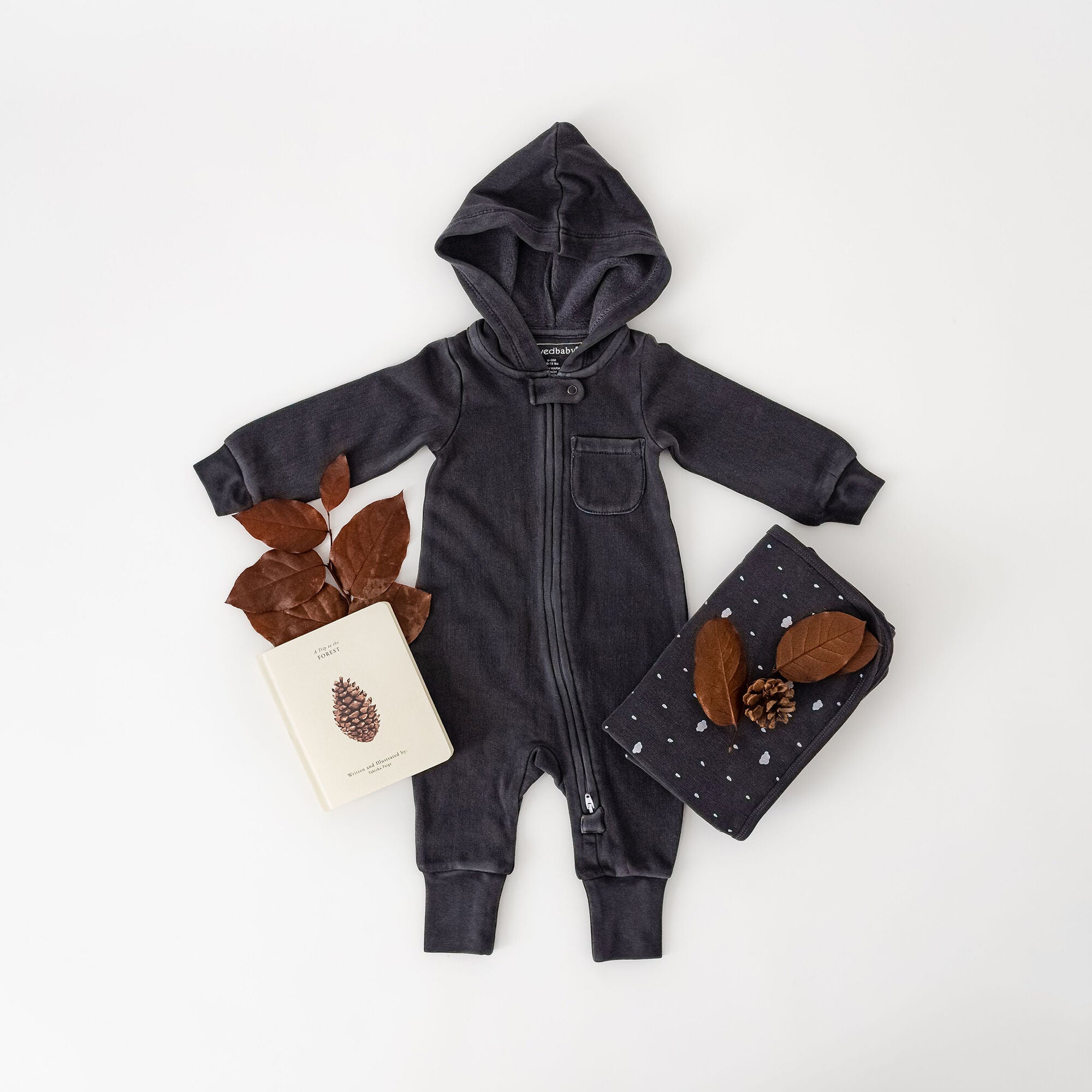 Coal - Organic Cozy Zipper Romper