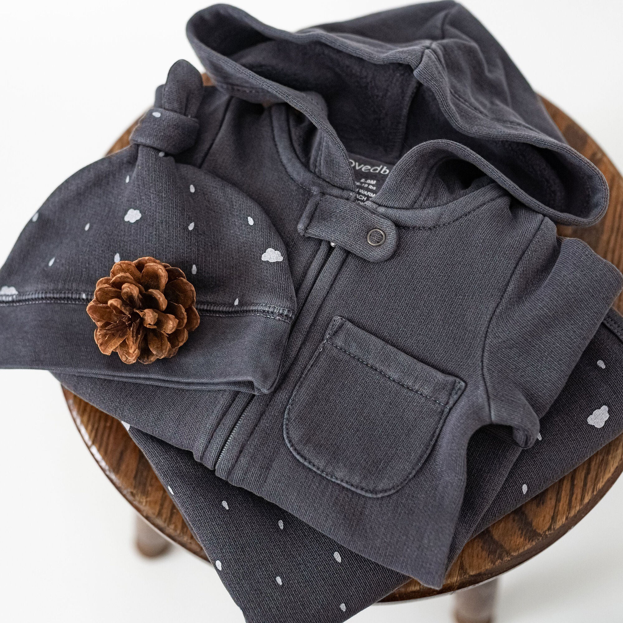 Coal - Organic Cozy Zipper Romper
