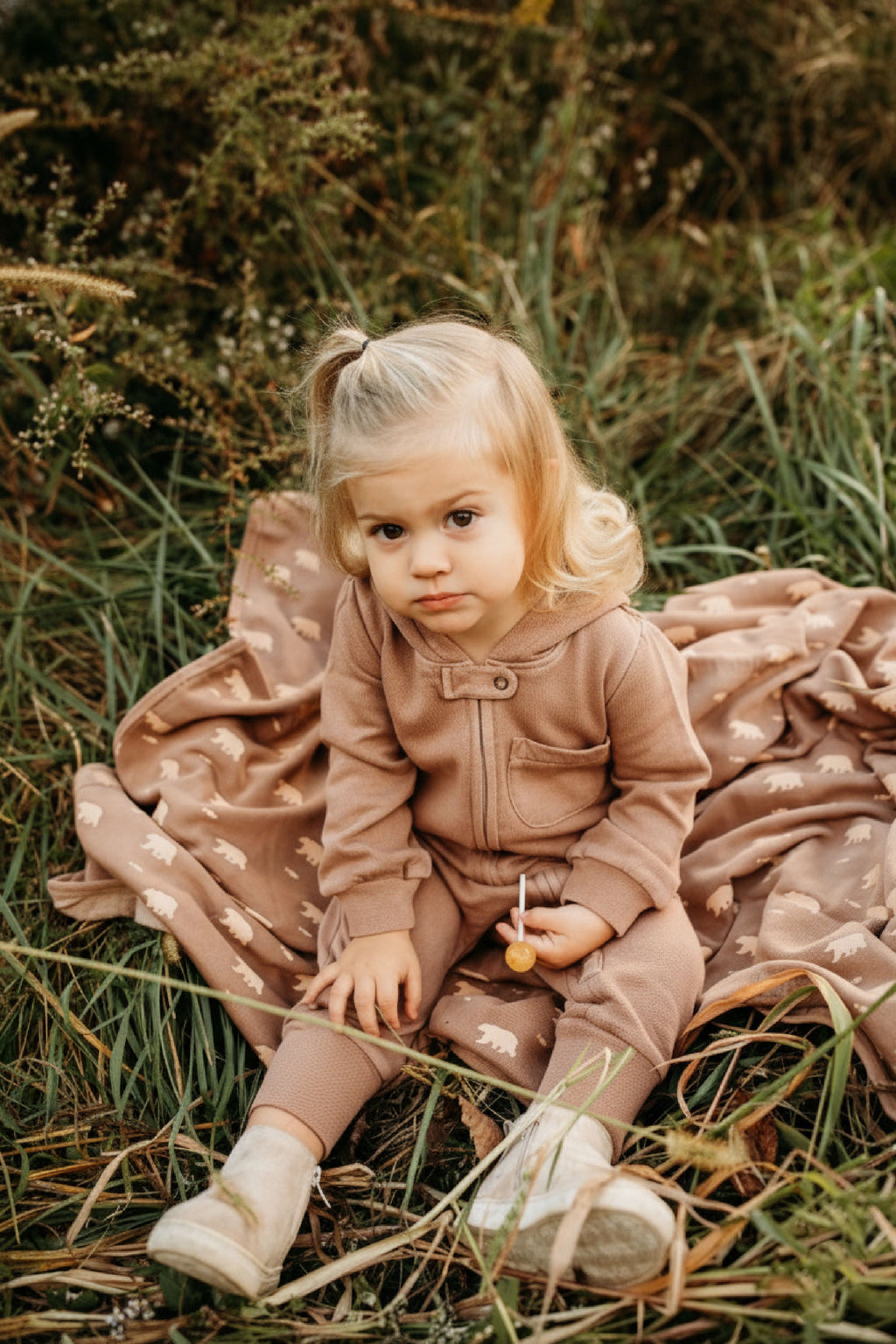 Latte - Organic Cozy Zipper Romper