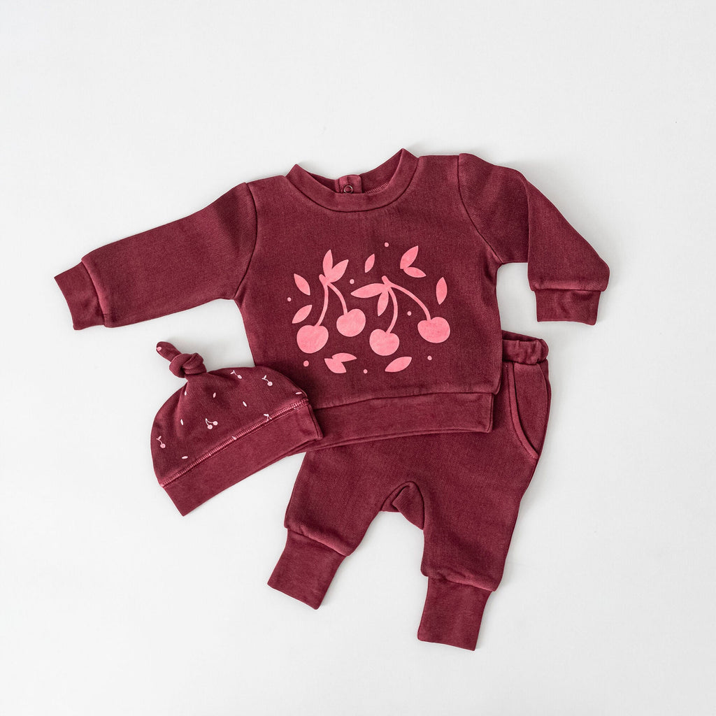 Sugarplum Cherries - Organic Cozy Knotted Hat
