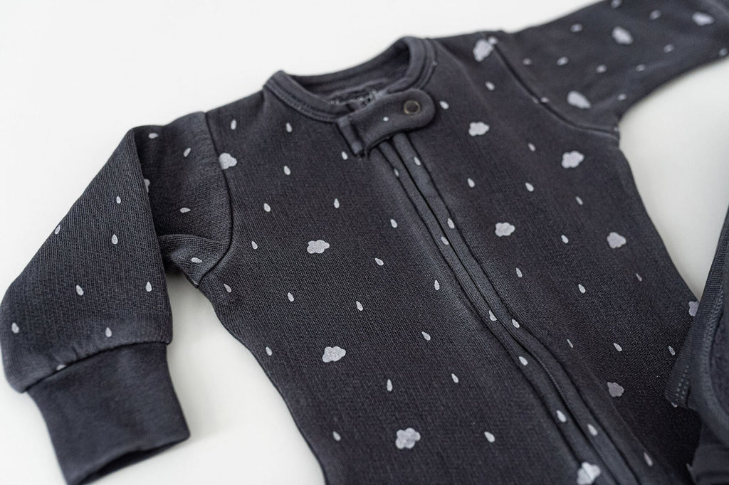 Coal Clouds - Organic Cozy Zipper Footie