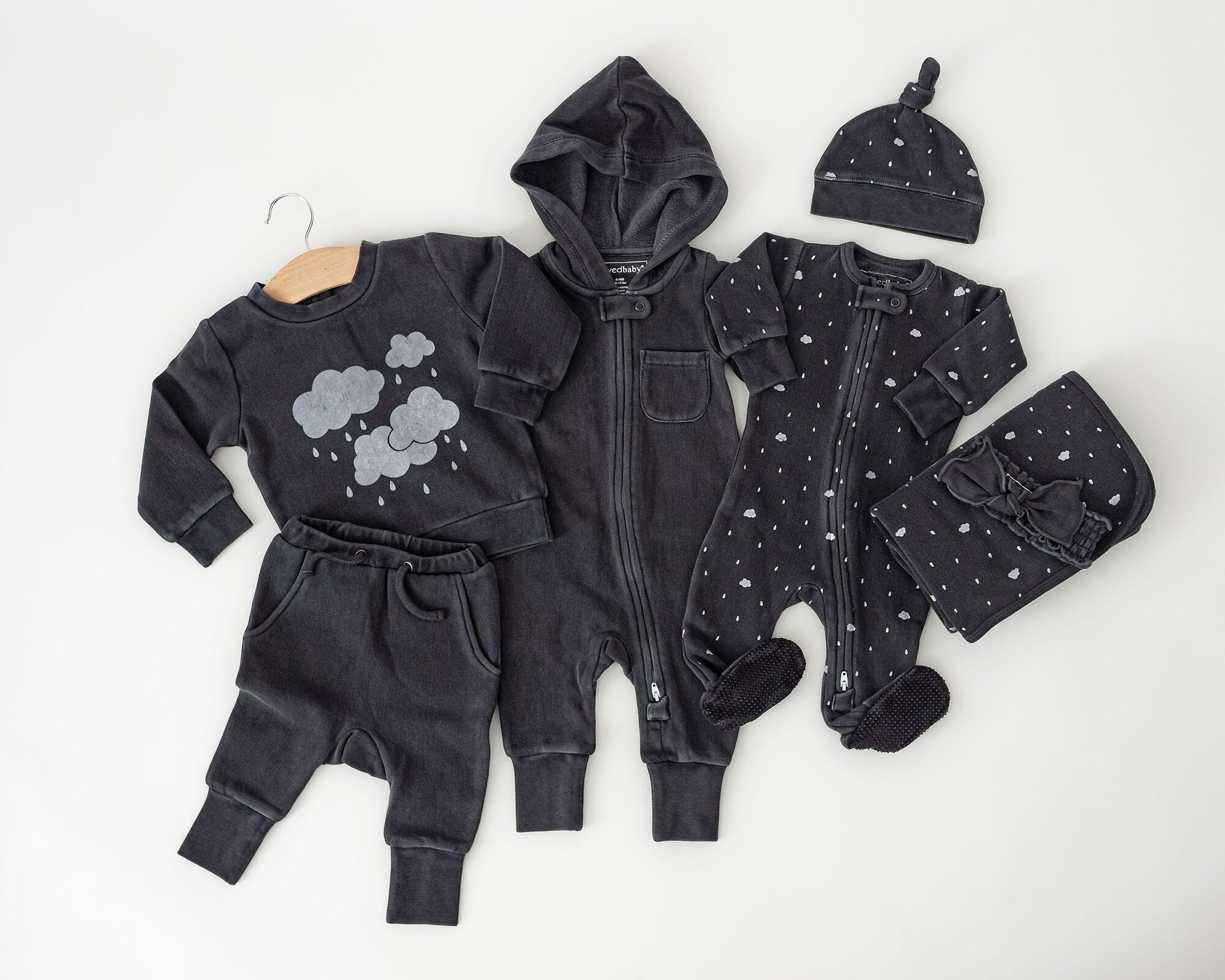 Coal Clouds - Organic Cozy Zipper Footie