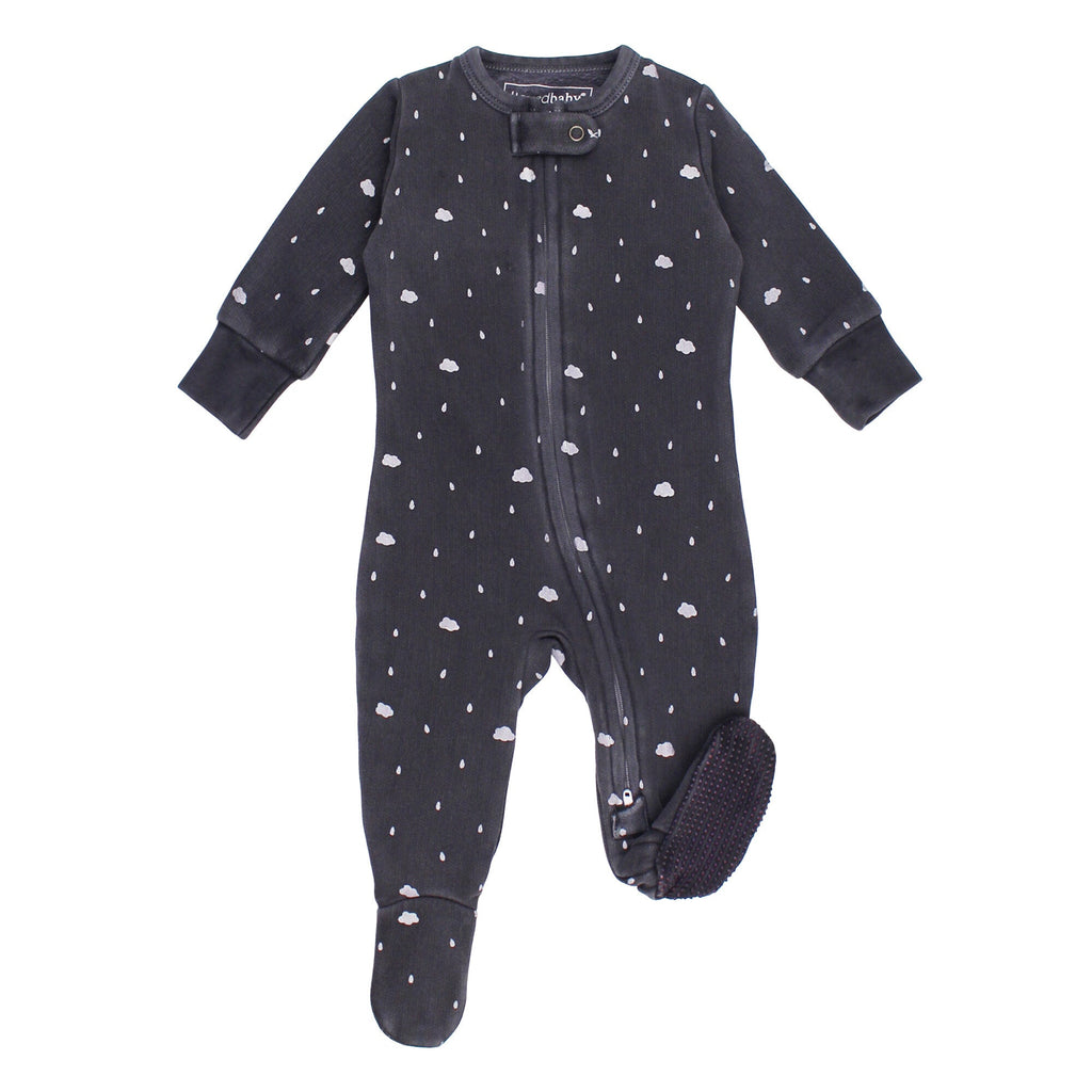 Coal Clouds - Organic Cozy Zipper Footie