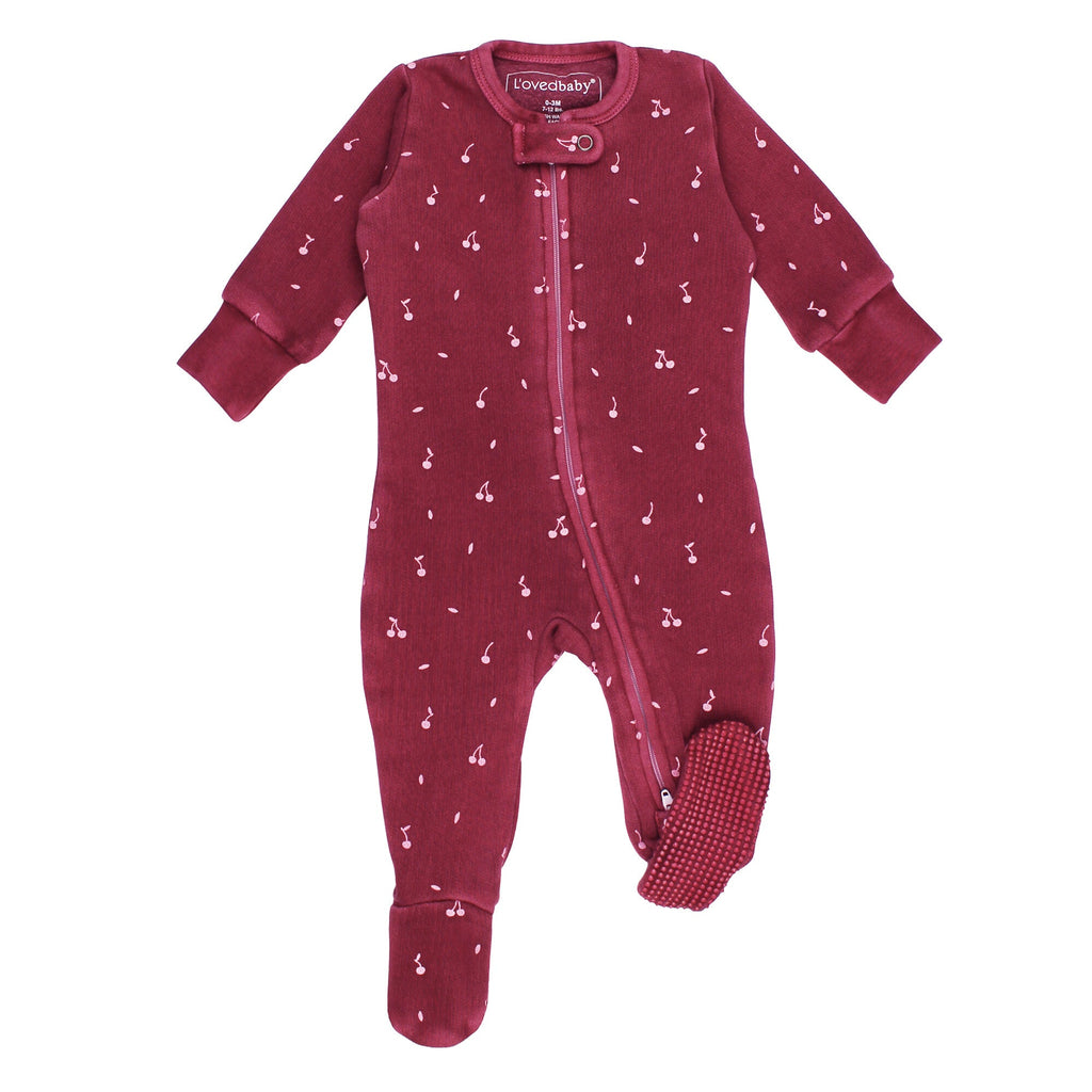 Sugarplum Cherries - Organic Cozy Zipper Footie