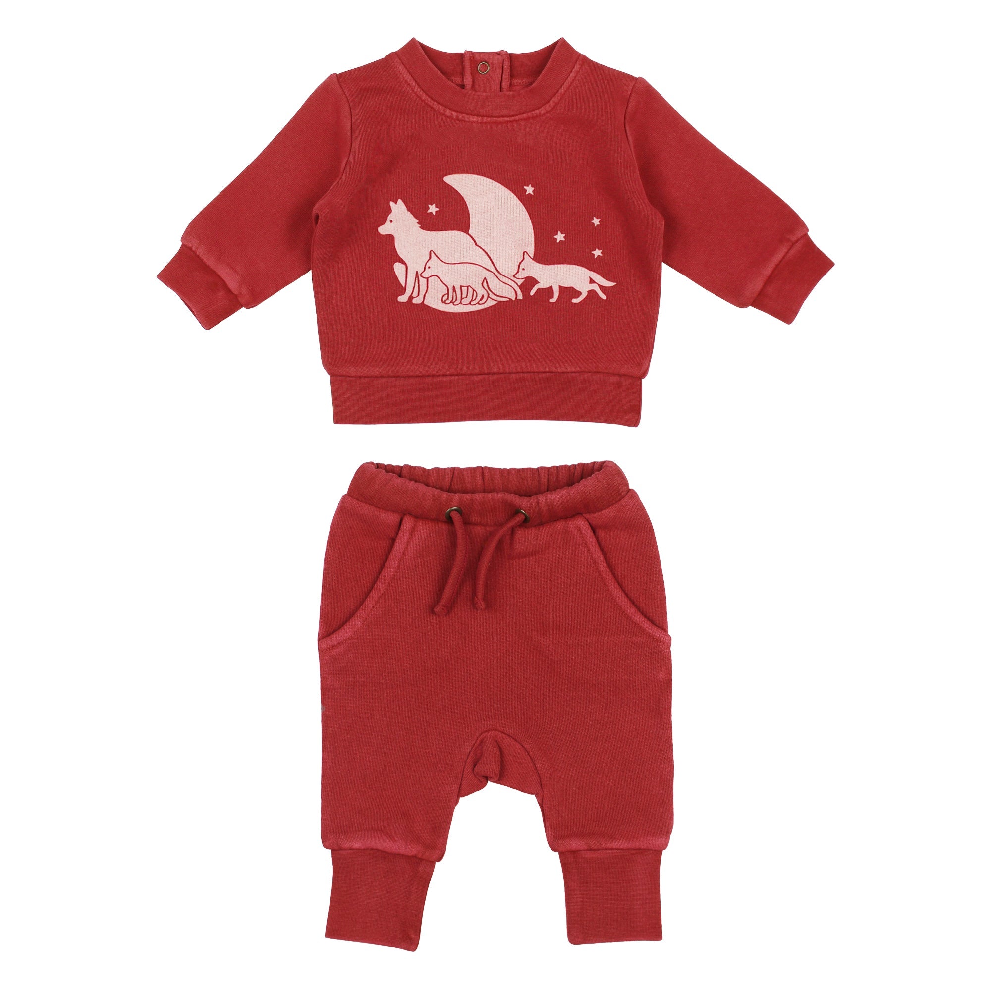 Cherry Fox - Organic Cozy Graphic Sweatshirt & Jogger Set