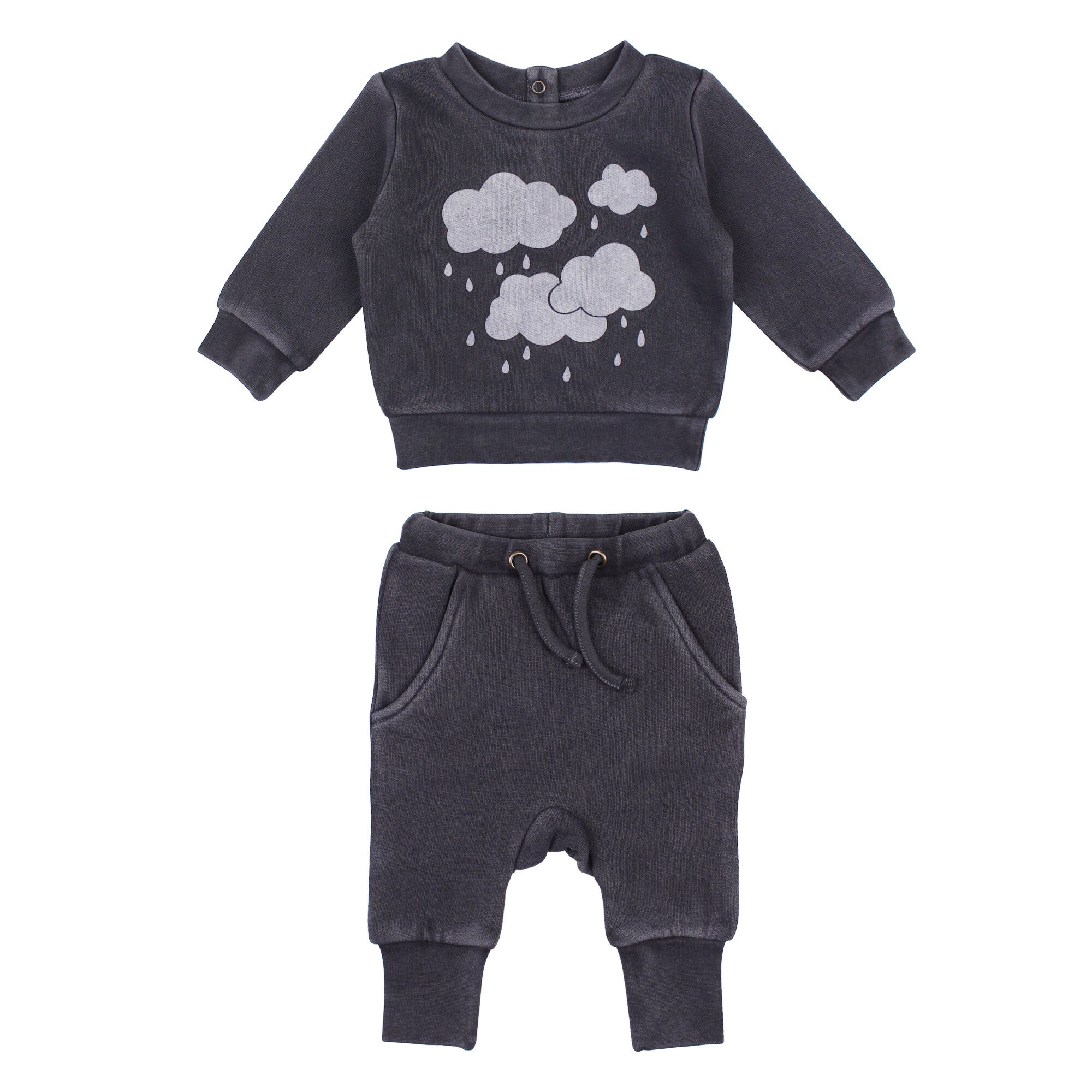 Coal Clouds - Organic Cozy Graphic Sweatshirt & Jogger Set