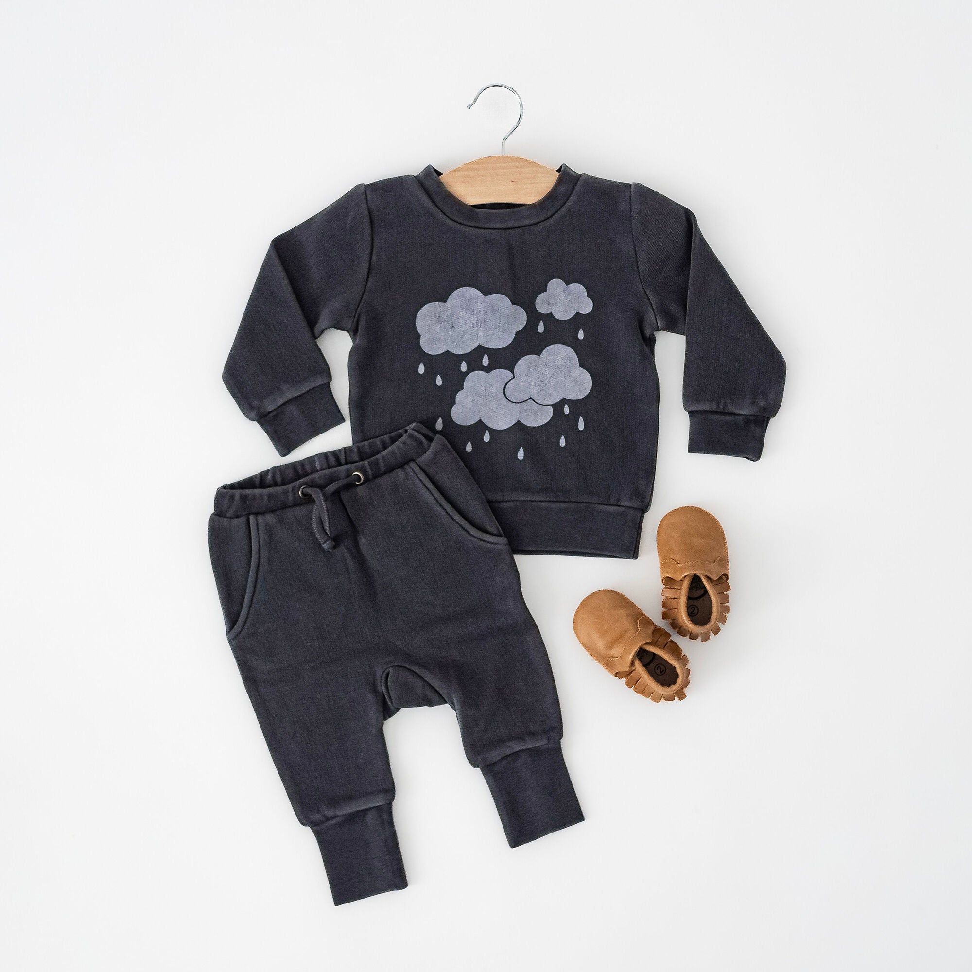 Coal Clouds - Organic Cozy Graphic Sweatshirt & Jogger Set