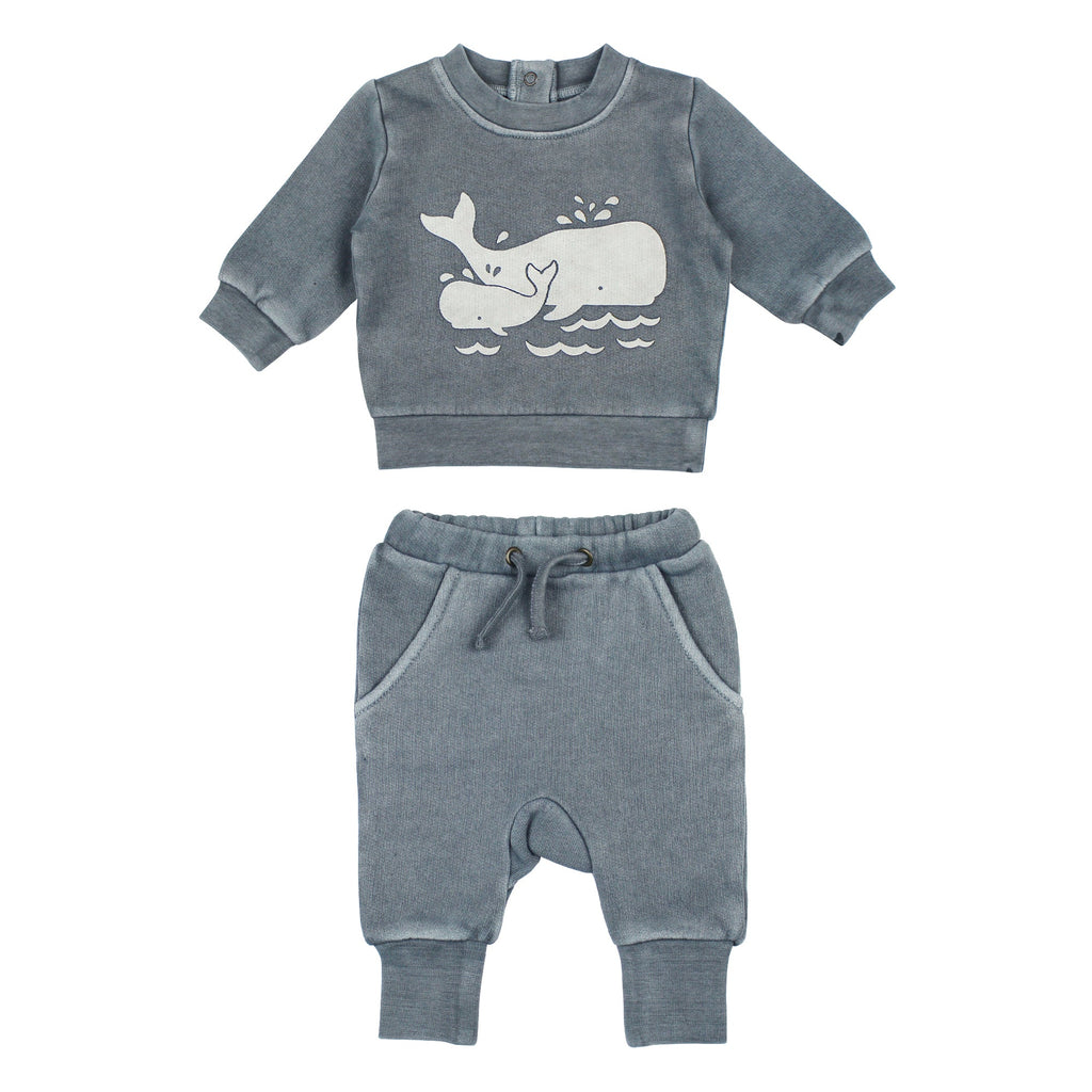 Moonstone Whale - Organic Cozy Graphic Sweatshirt & Jogger Set