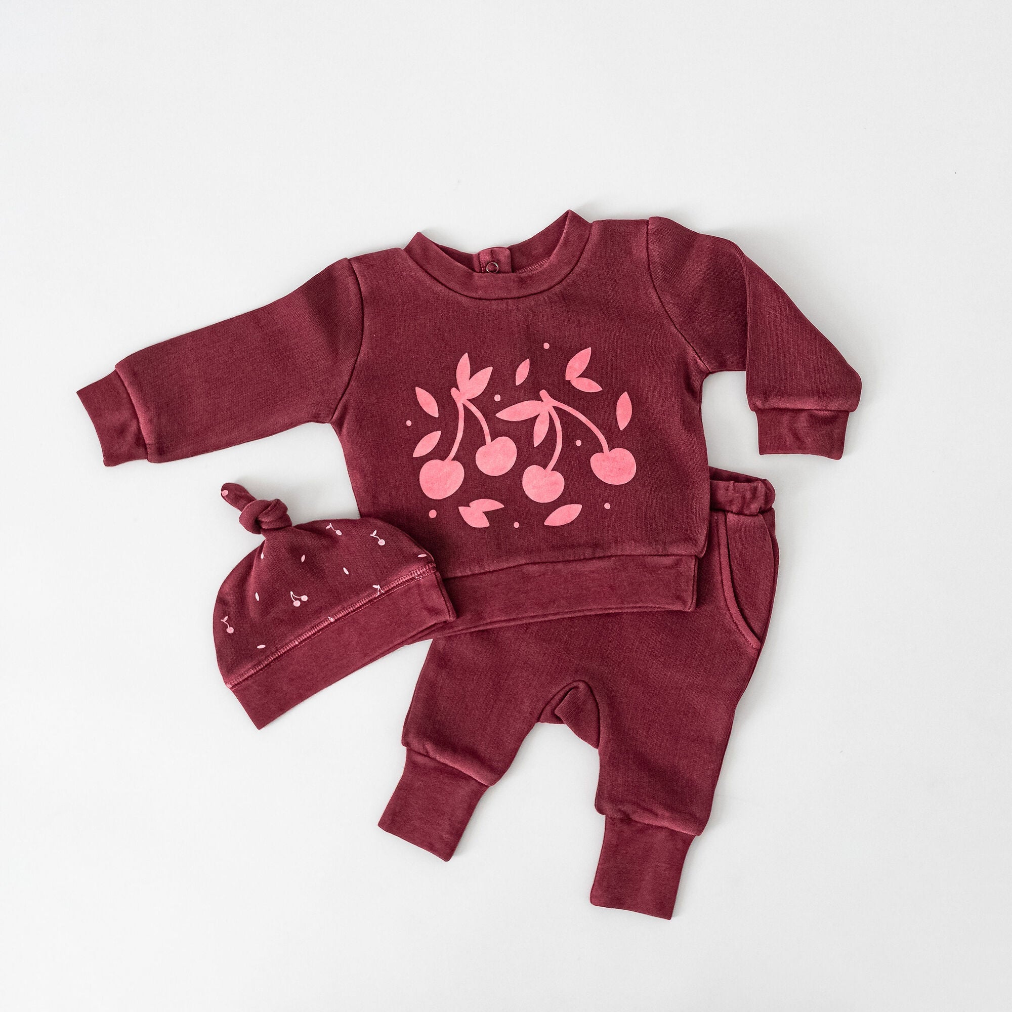 Sugarplum Cherries - Organic Cozy Graphic Sweatshirt & Jogger Set