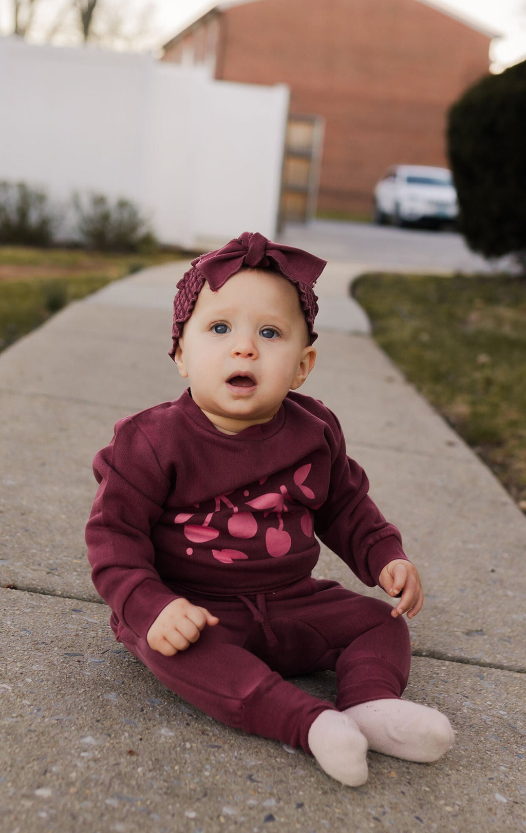 Sugarplum Cherries - Organic Cozy Graphic Sweatshirt & Jogger Set
