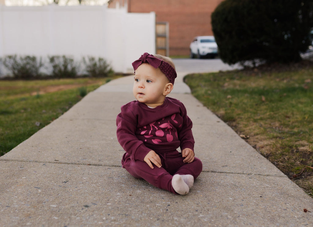 Sugarplum Cherries - Organic Cozy Graphic Sweatshirt & Jogger Set