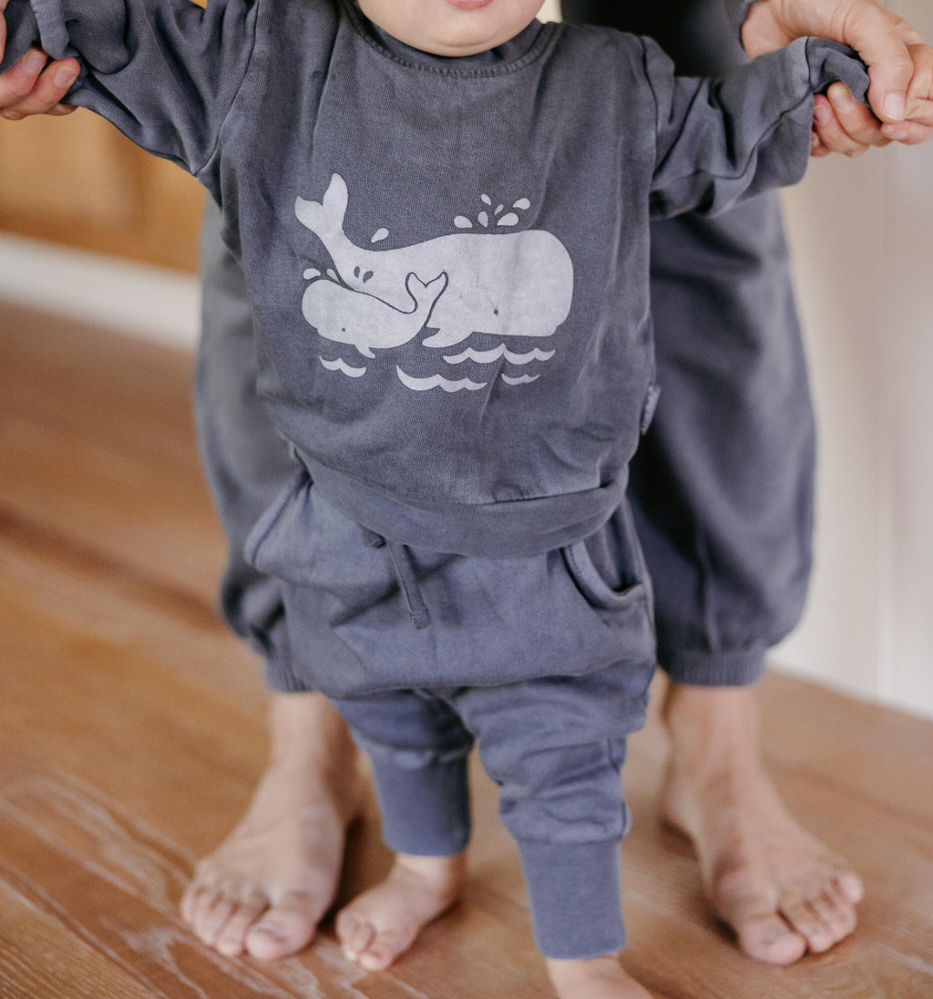 Moonstone Whale - Organic Cozy Graphic Sweatshirt & Jogger Set
