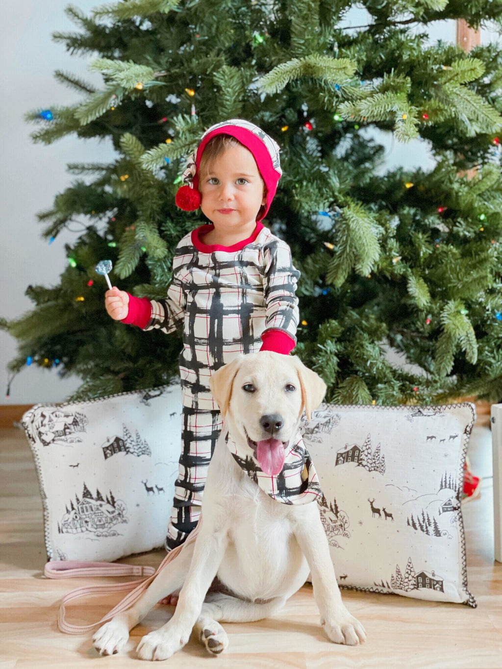 Christmas Day Plaid - Kids' Organic Holiday PJ & Cap Set