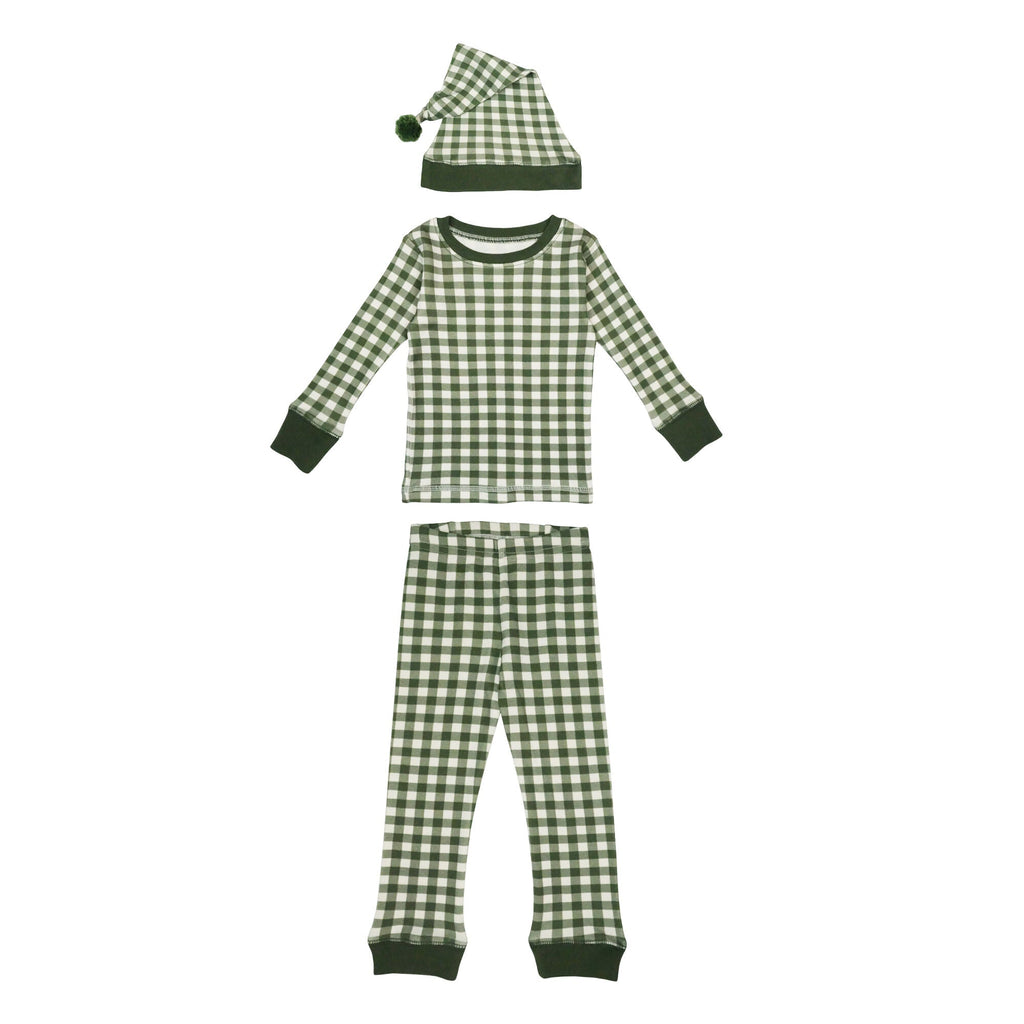 Christmas Eve Plaid - Kids' Organic Holiday PJ & Cap Set