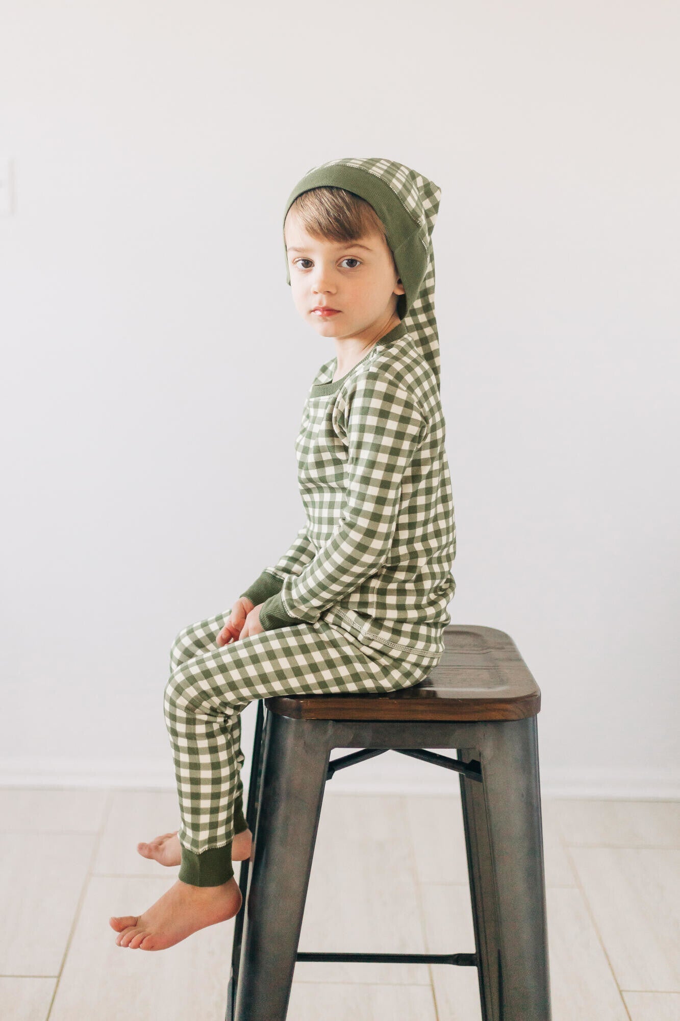 Christmas Eve Plaid - Kids' Organic Holiday PJ & Cap Set
