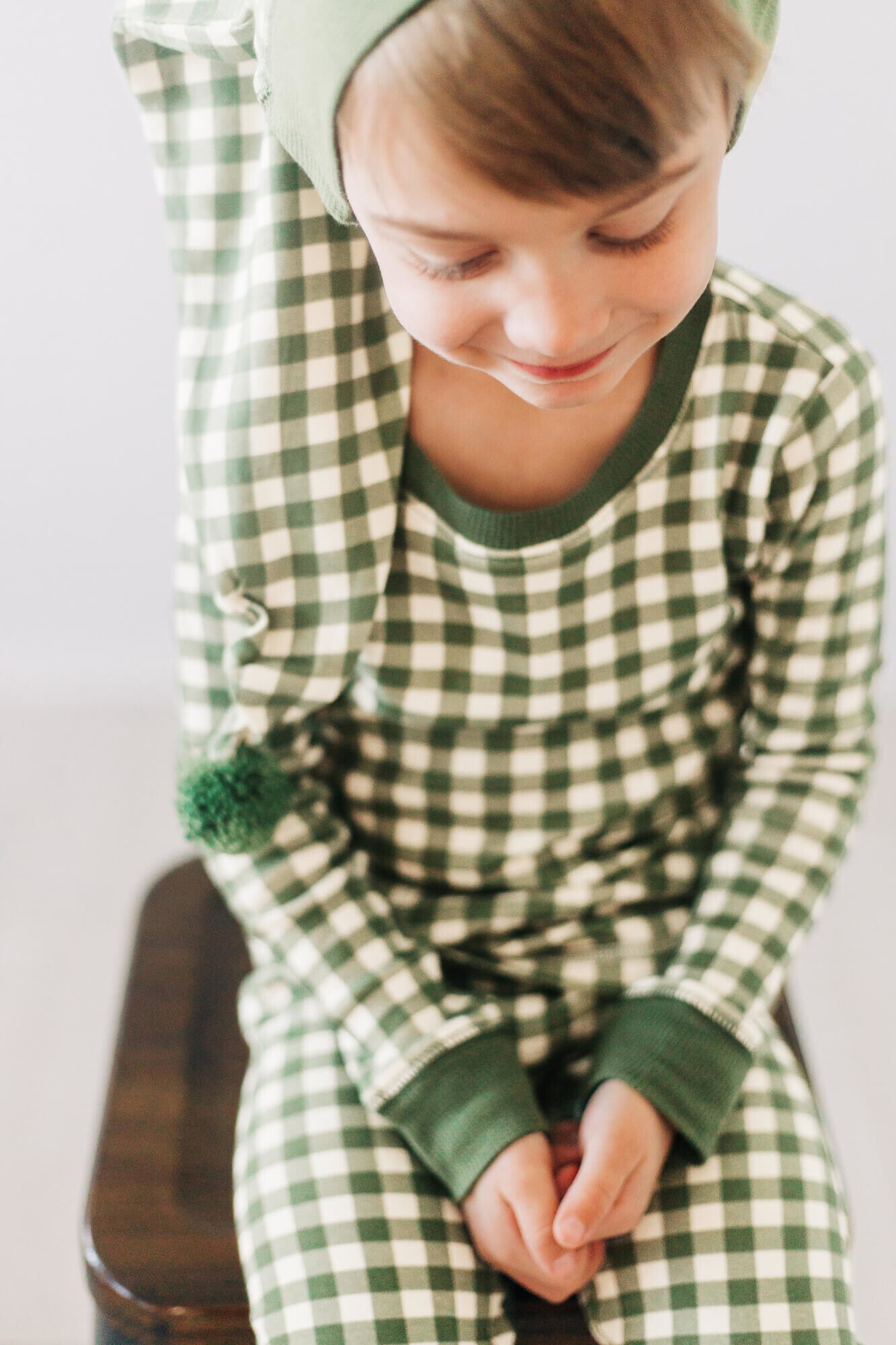 Christmas Eve Plaid - Kids' Organic Holiday PJ & Cap Set