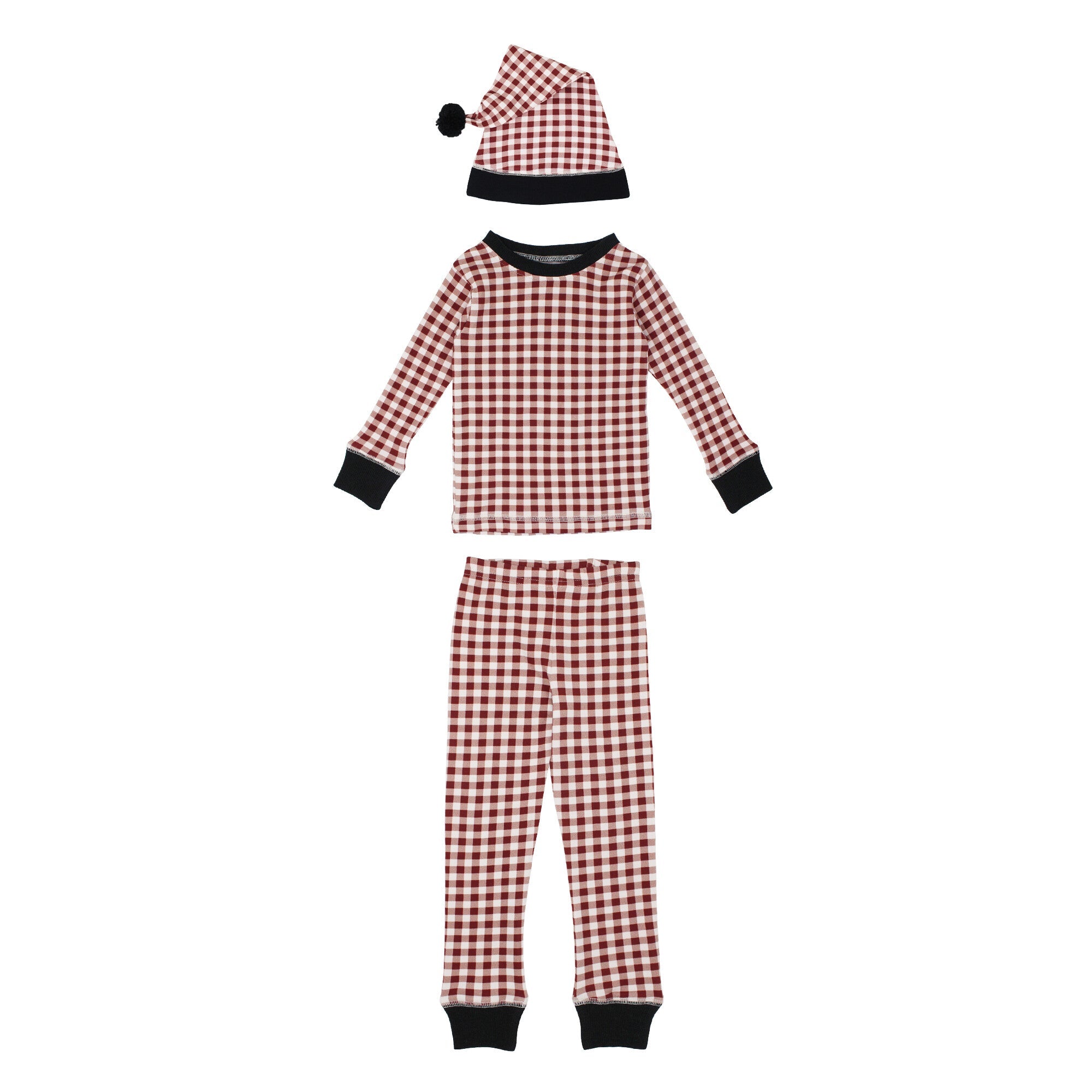 Crimson Plaid - Kids' Organic Holiday PJ & Cap Set