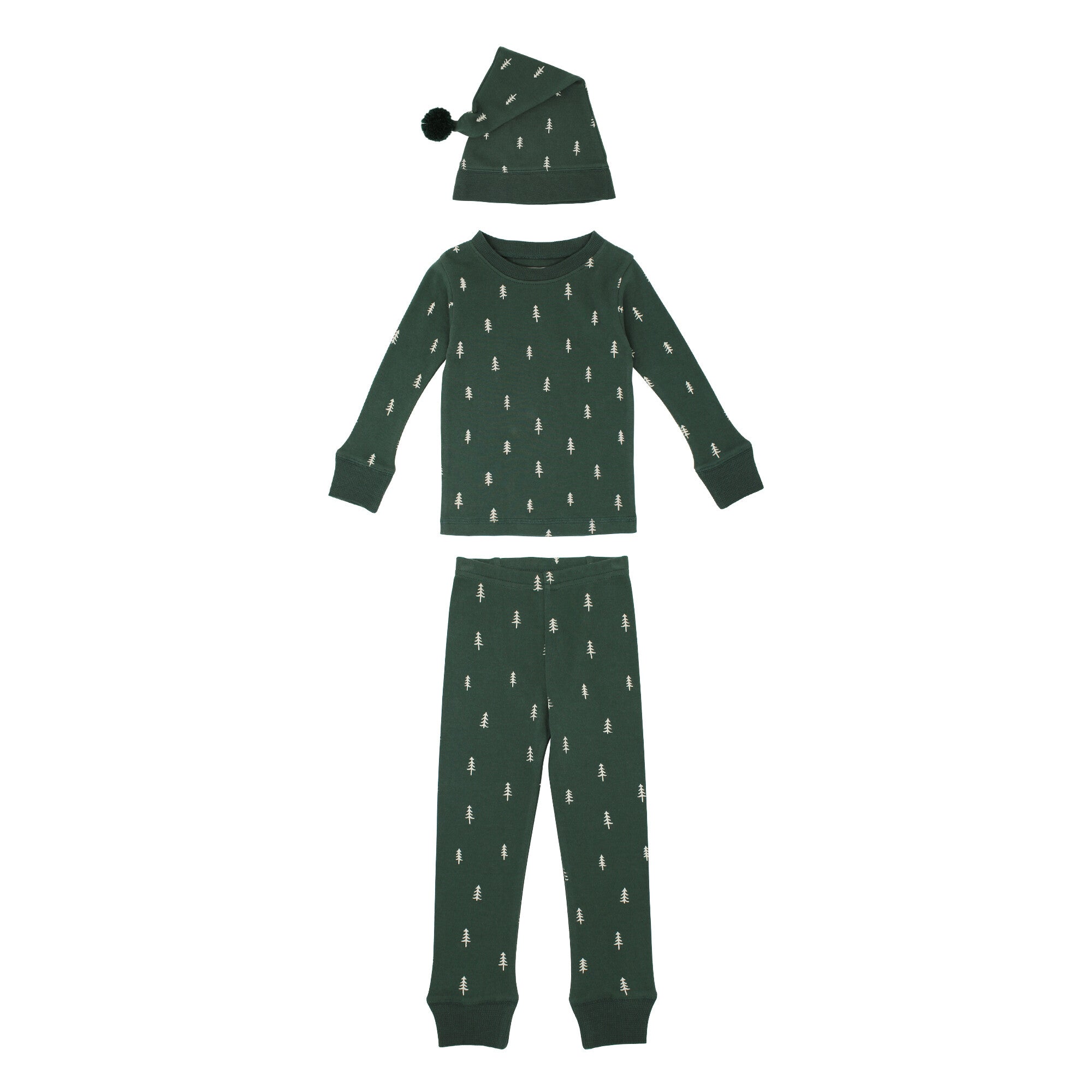 Pine Trees - Kids' Organic Holiday PJ & Cap Set