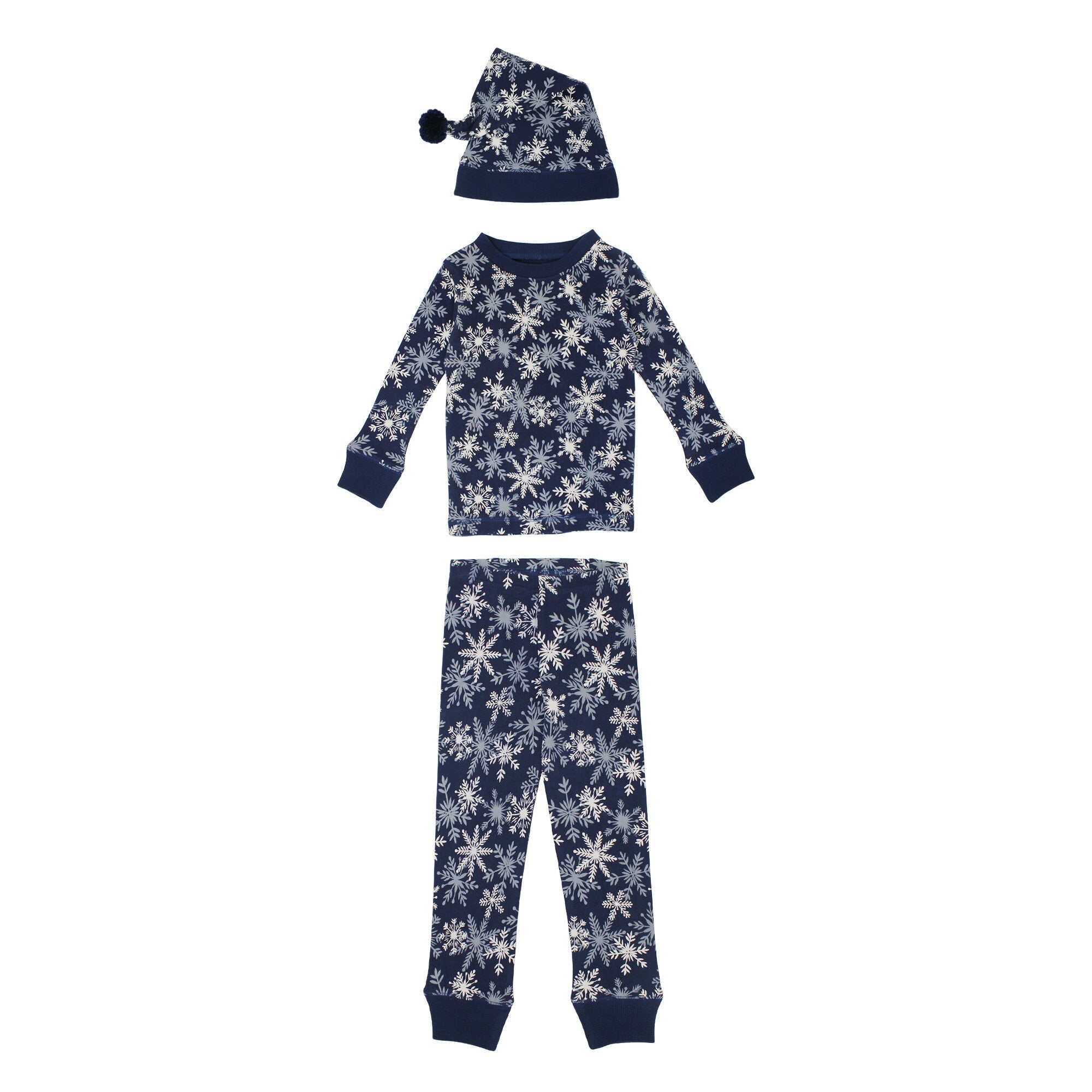 Snowflakes - Kids' Organic Holiday PJ & Cap Set