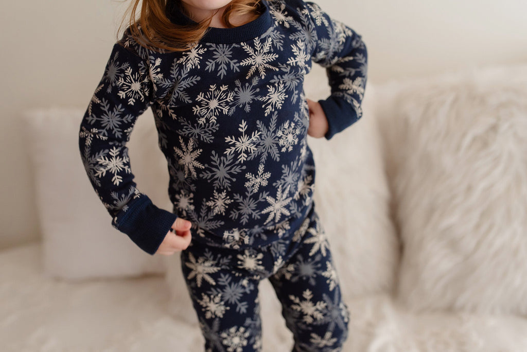 Snowflakes - Kids' Organic Holiday PJ & Cap Set