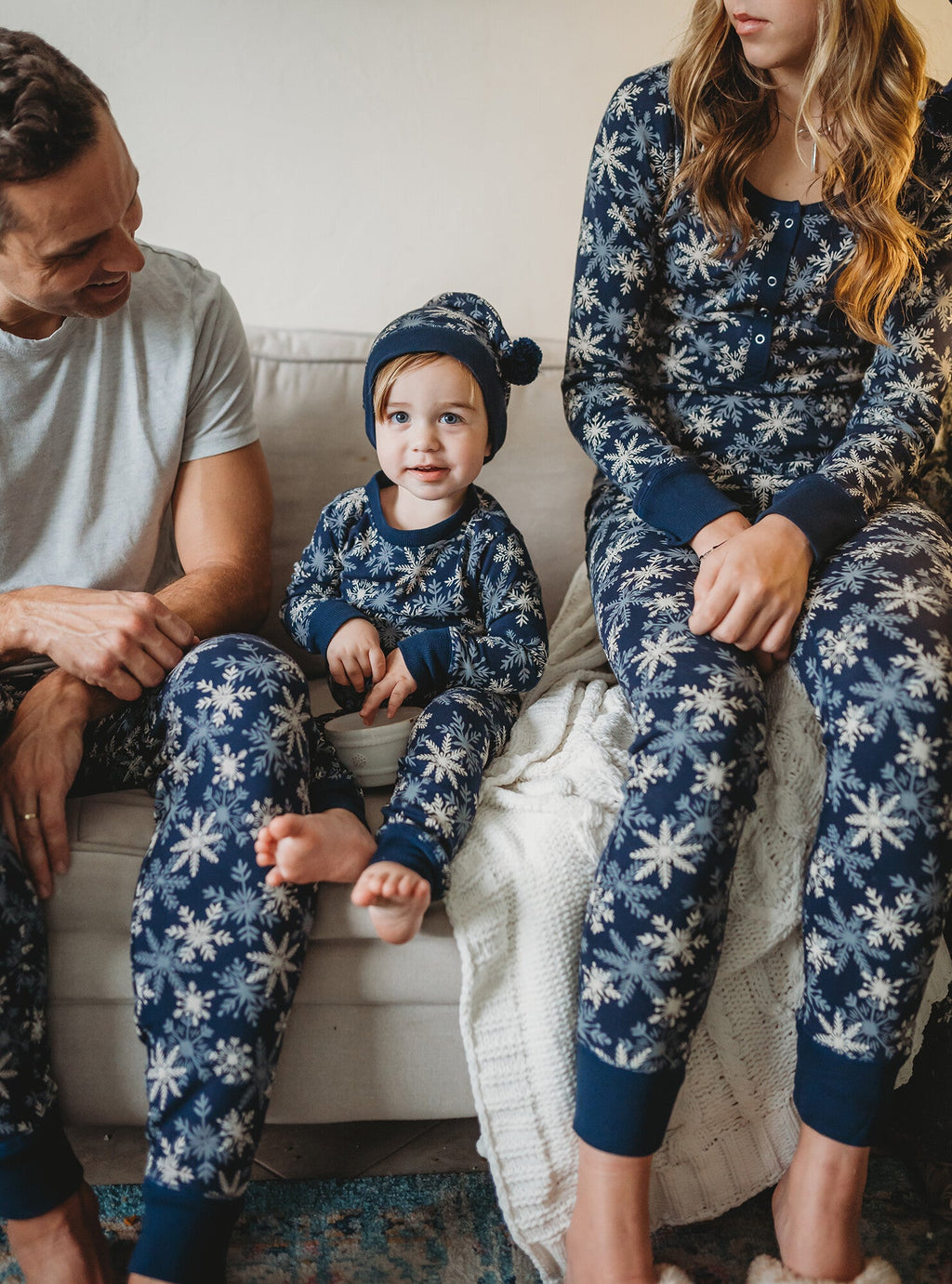 Snowflakes - Kids' Organic Holiday PJ & Cap Set