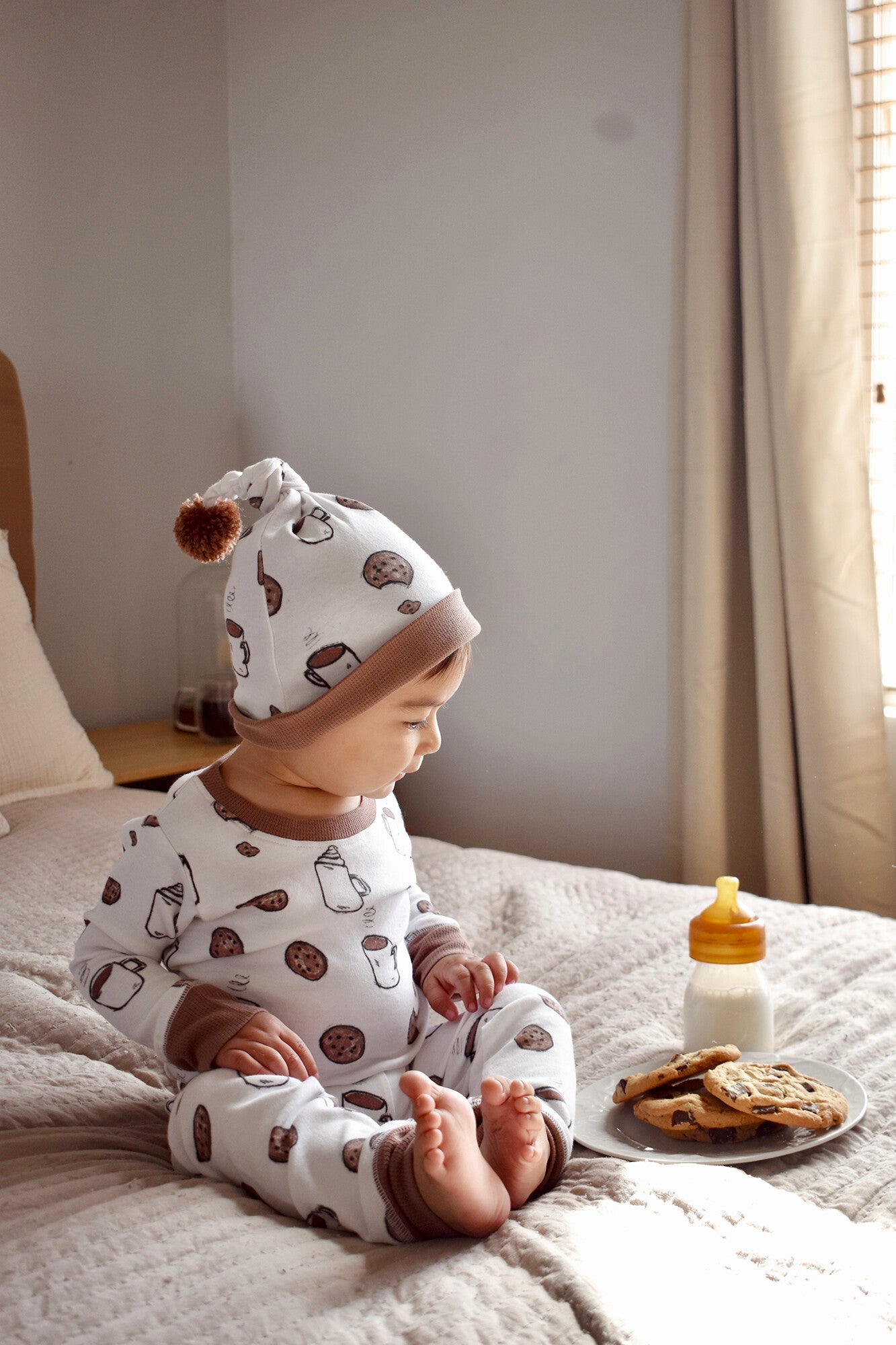 Waiting For Santa - Kids' Organic Holiday PJ & Cap Set